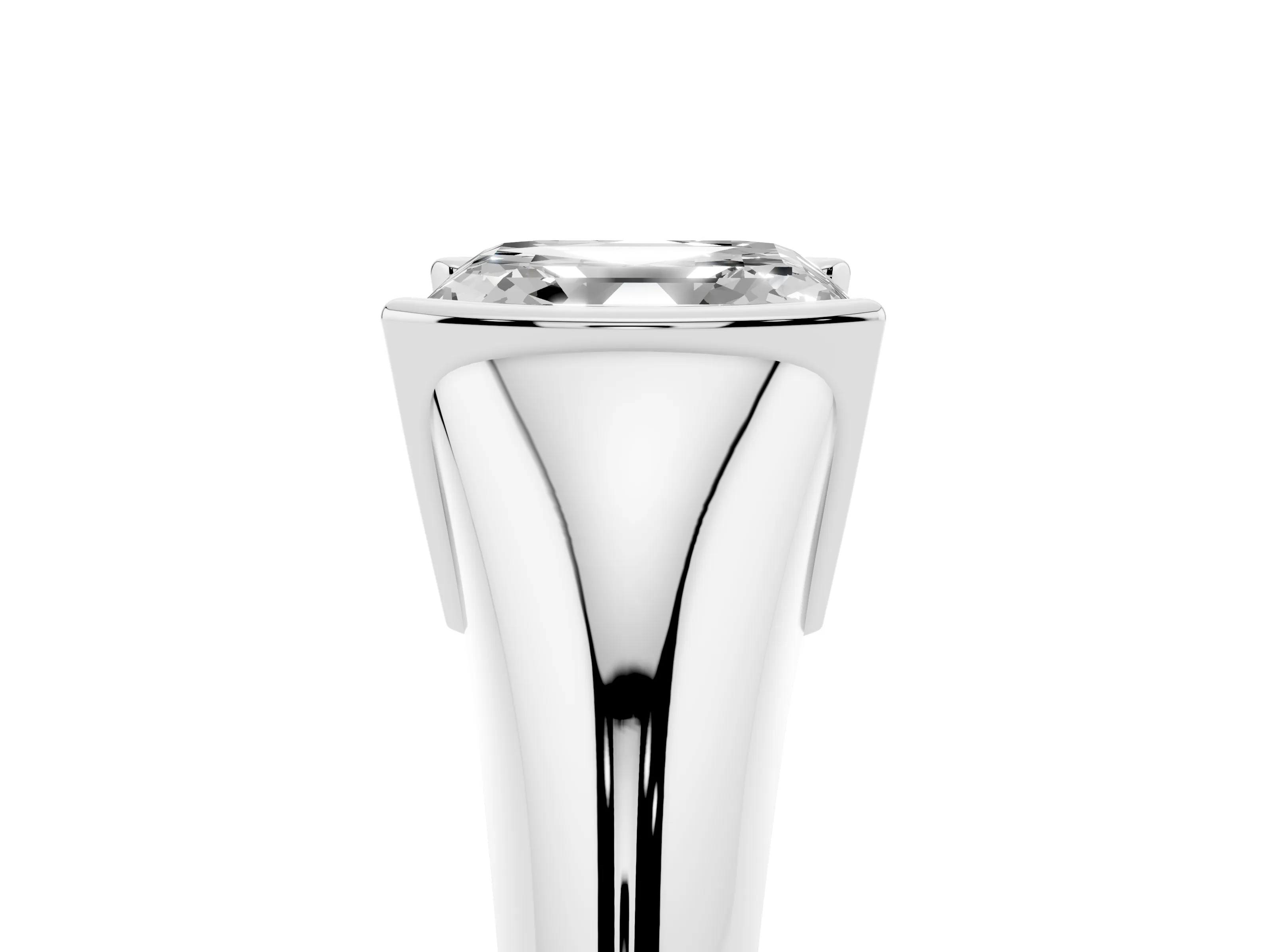 Asscher Cut Diamond Solitaire Tension Set Ring Set in White gold