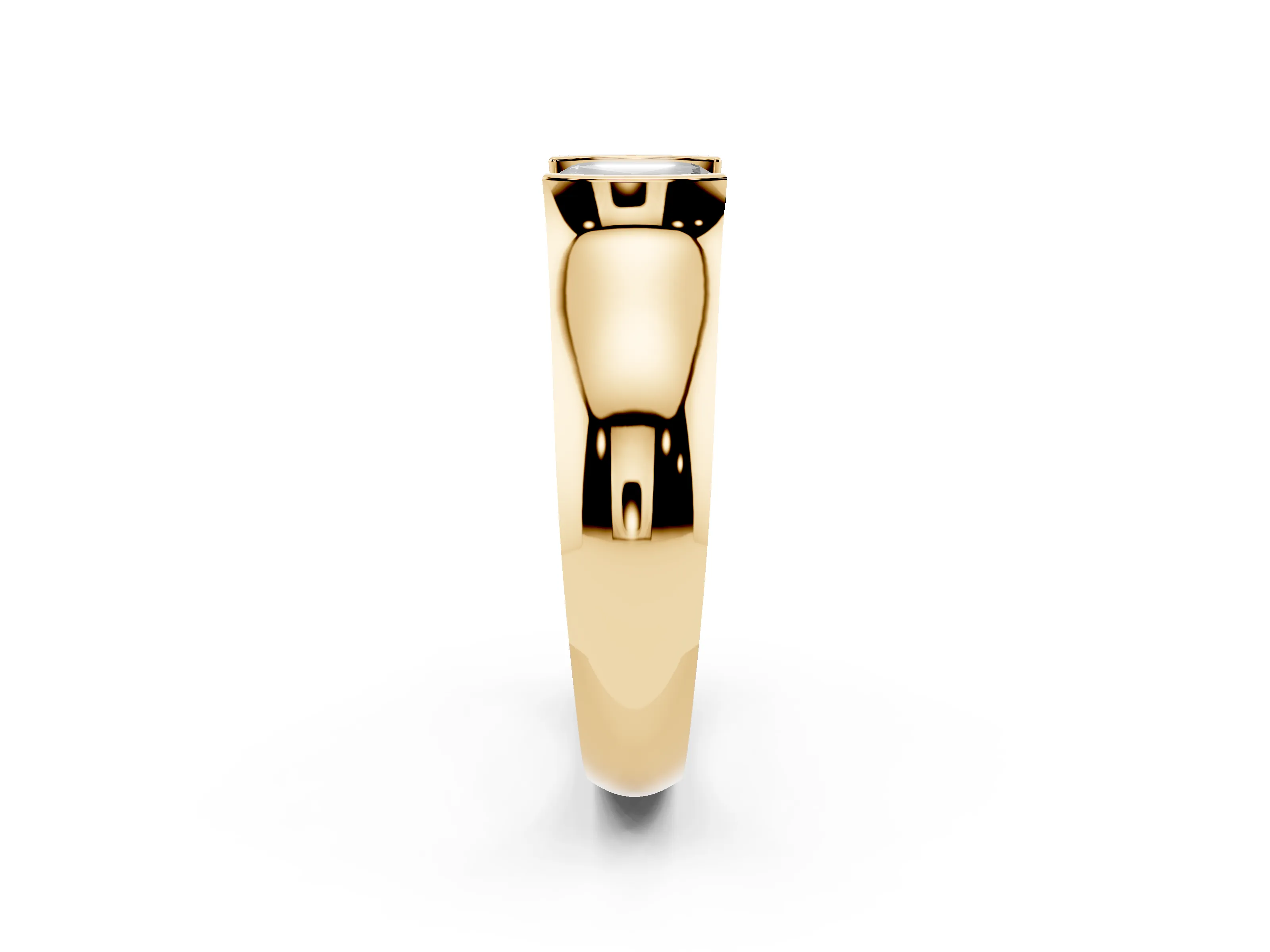 Fancy Black Asscher Cut Diamond Bezel Solitaire Ring Set in Yellow gold with Wide Band