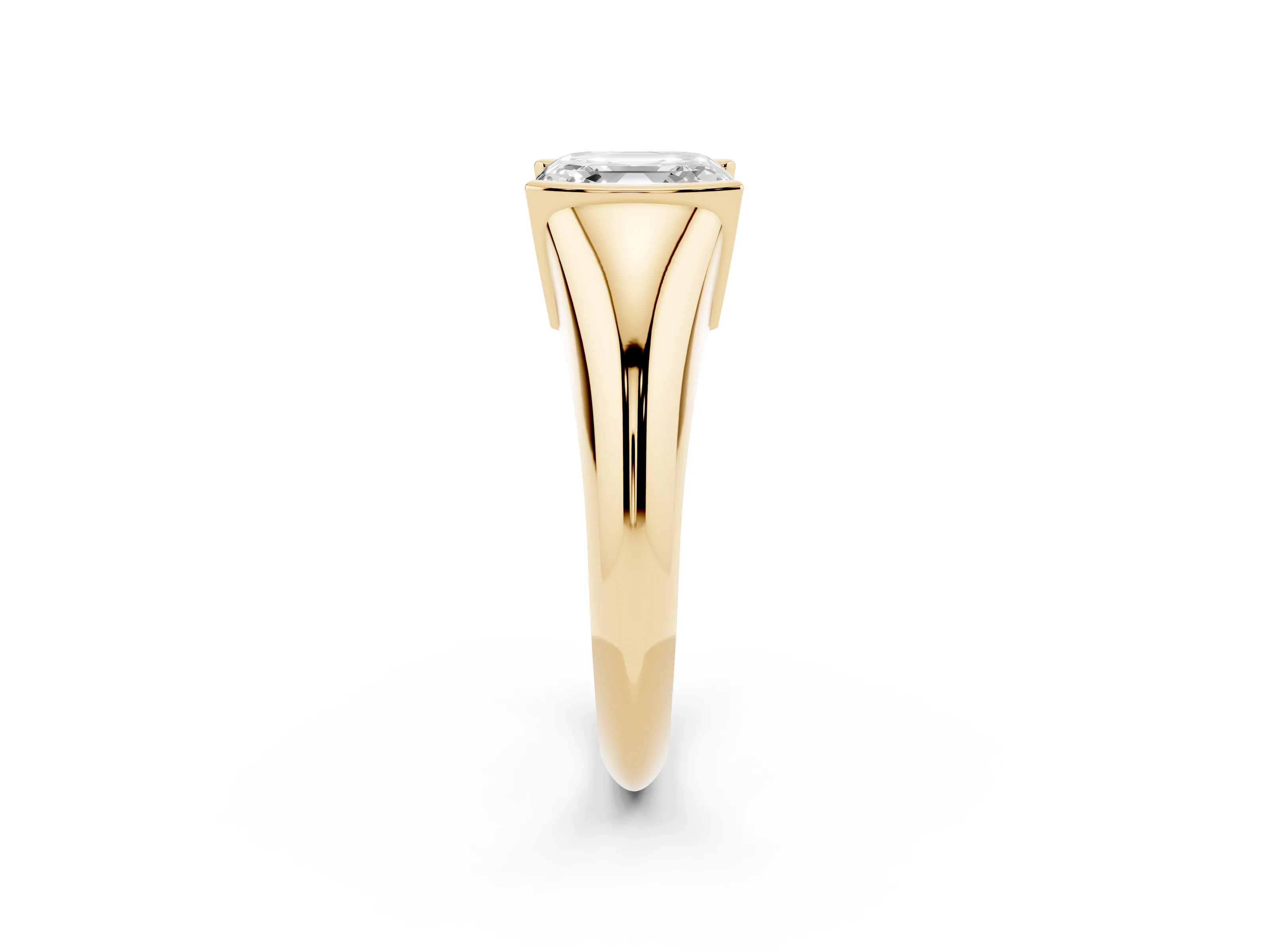 Asscher Cut Diamond Solitaire Tension Set Ring Set in Yellow gold