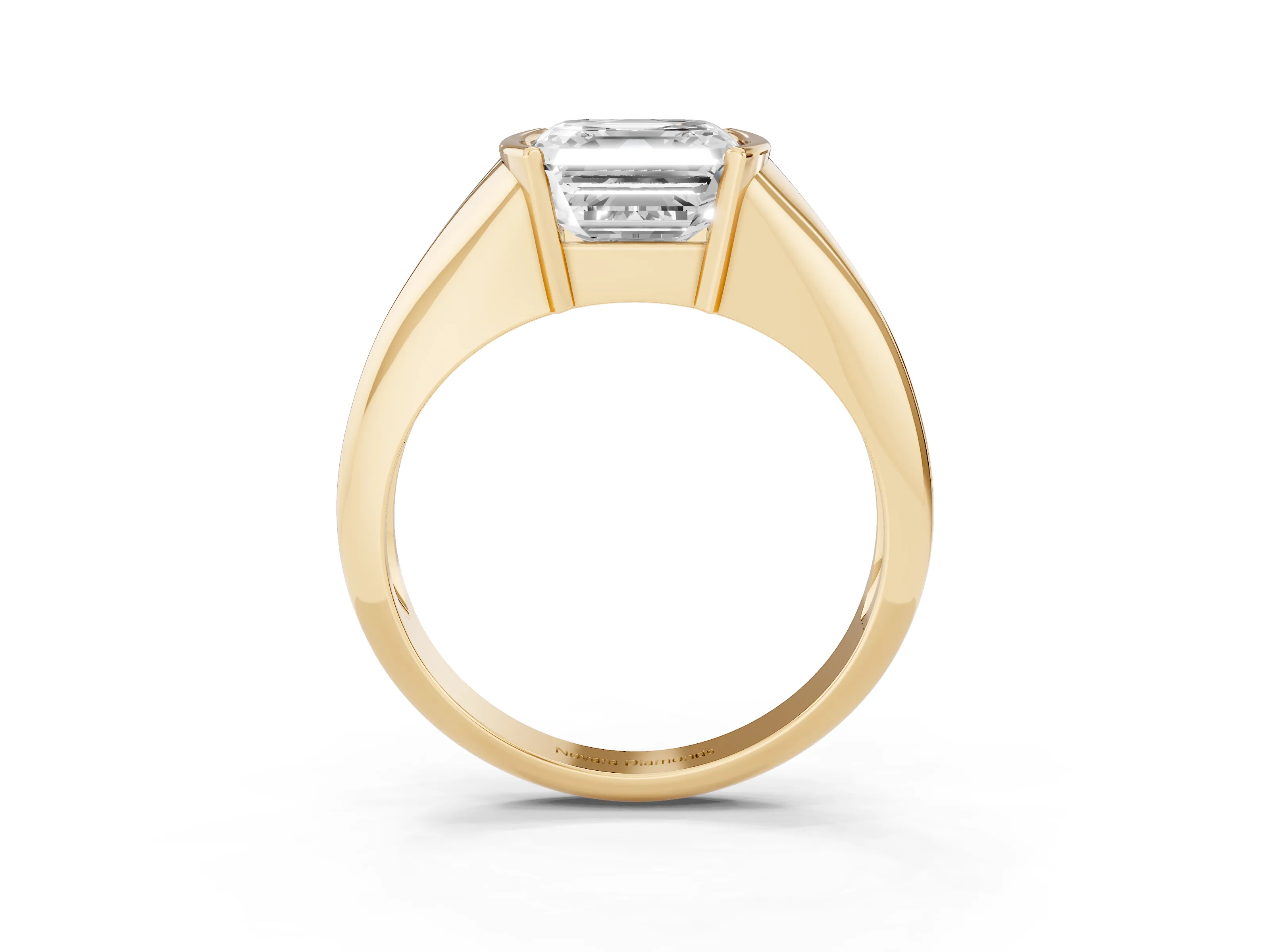 Asscher Cut Diamond Solitaire Tension Set Ring Set in Yellow gold
