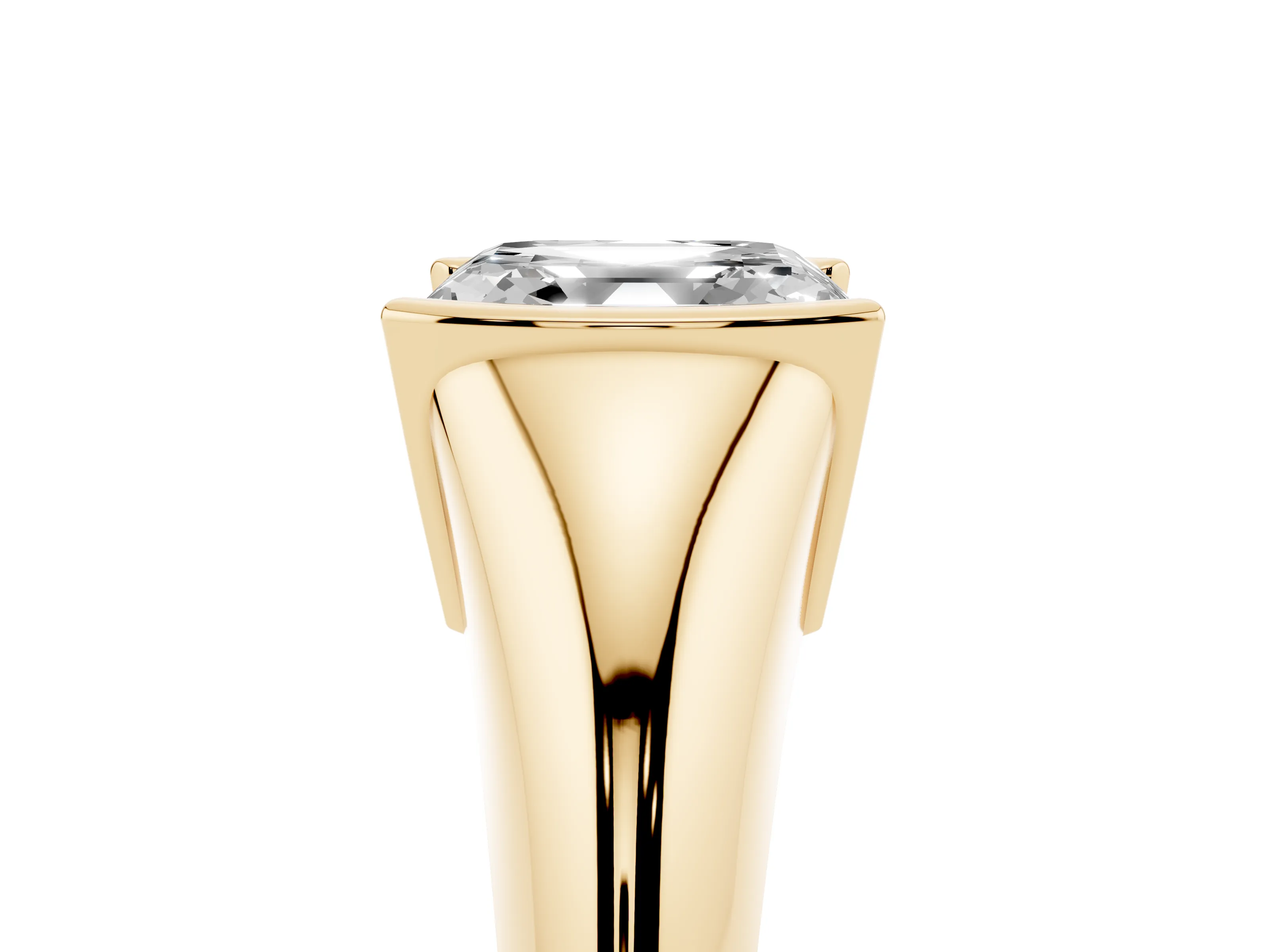 Asscher Cut Diamond Solitaire Tension Set Ring Set in Yellow gold