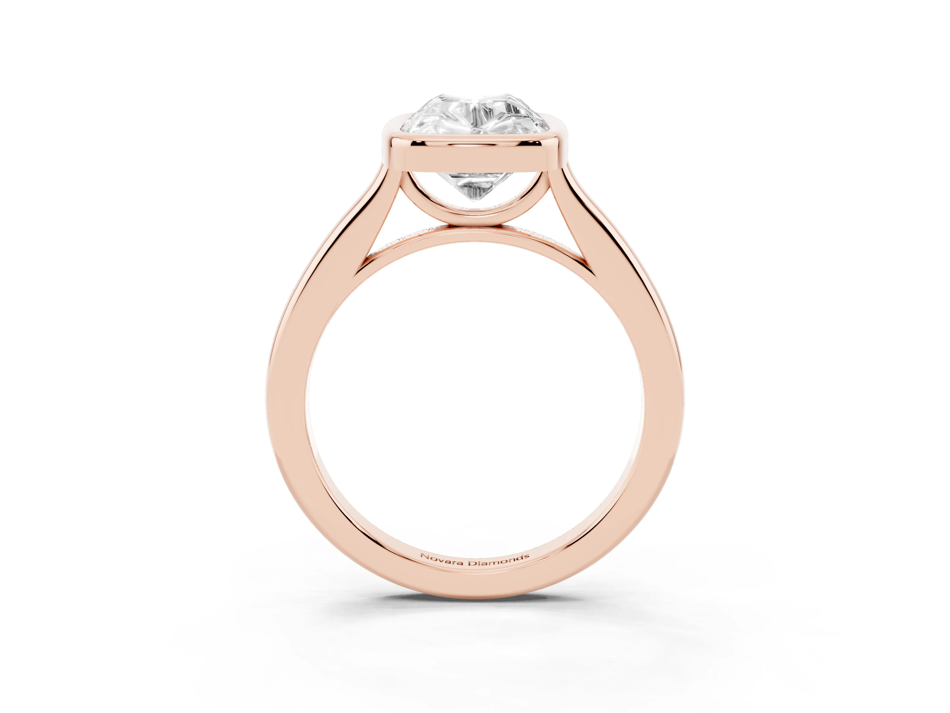 Old Mine Elongated Cushion Diamond Solitaire Ring Set in Rose gold with Bezel Setting