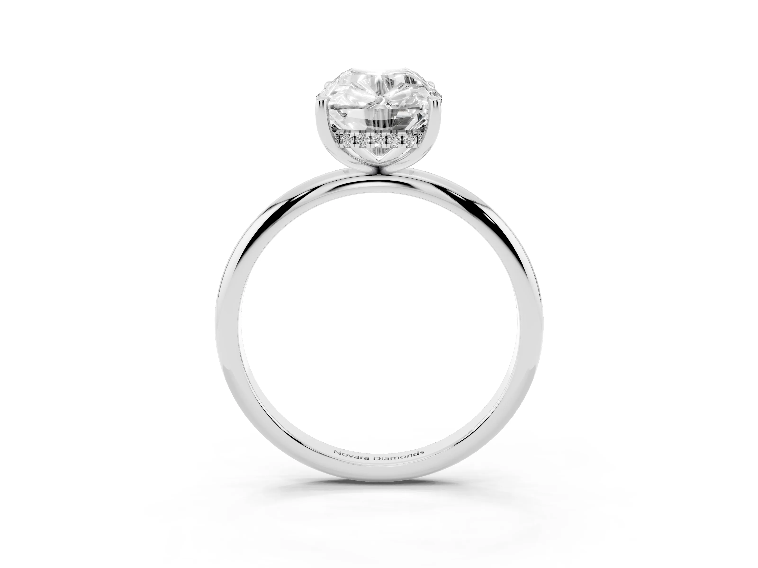 Old Mine Elongated Cushion Diamond Solitaire Ring Set in Platinum with Four Prong Setting and Plain Band