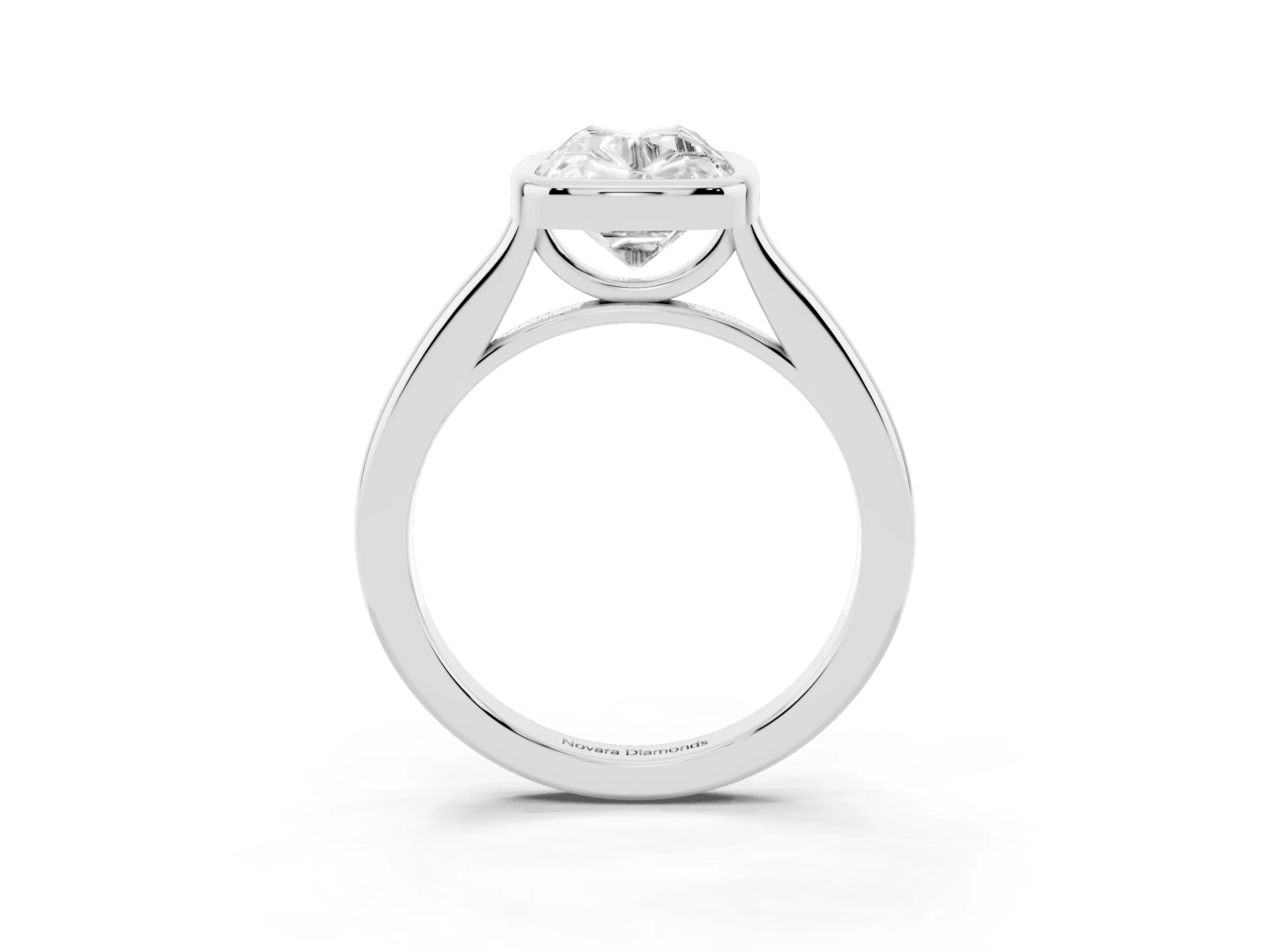 Old Mine Elongated Cushion Diamond Solitaire Ring Set in Platinum with Bezel Setting