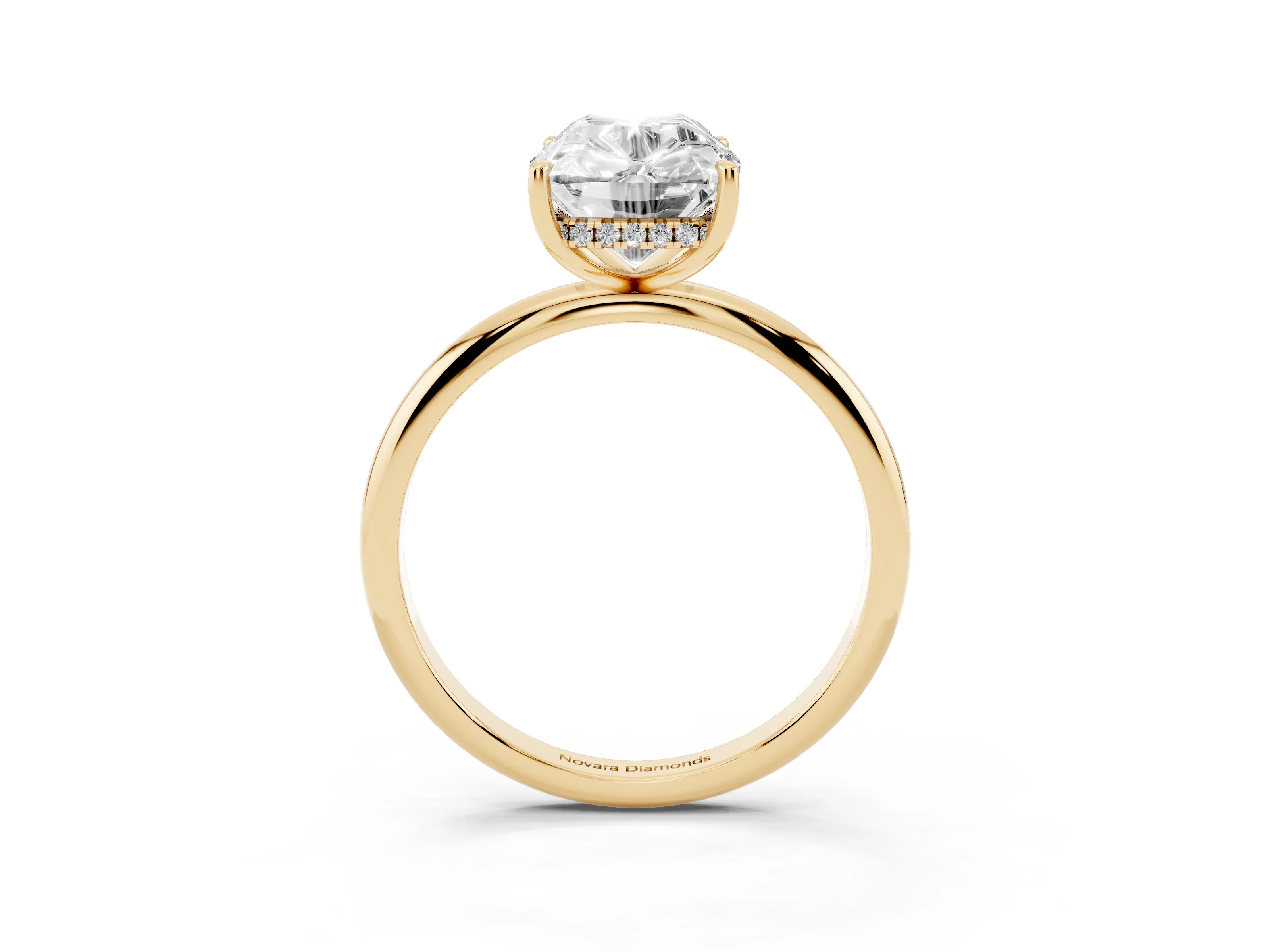 Old Mine Elongated Cushion Diamond Solitaire Ring Set in Yellow gold with Four Prong Setting and Plain Band