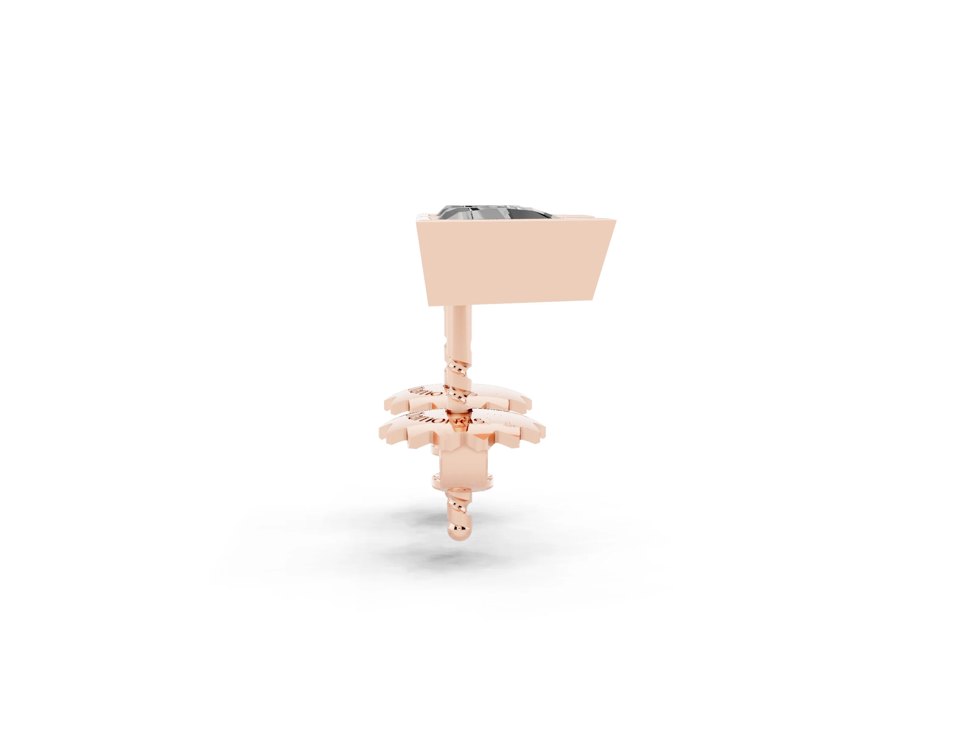 Trilliant Cut Lab-Grown Diamond Bezel Solitaire Stud Earrings | Stepped Rim | Rose Gold