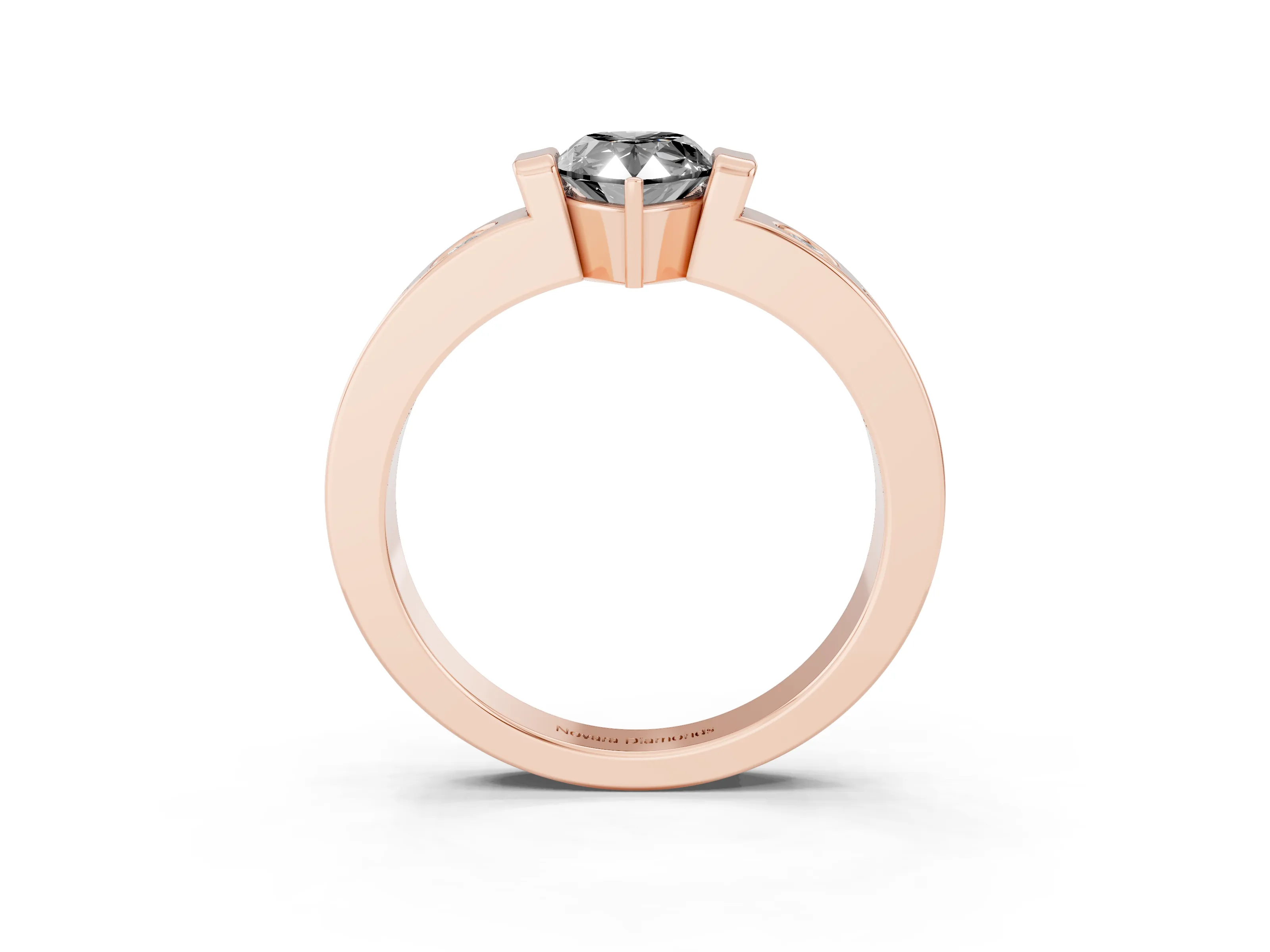 Fancy Black Pear Cut Diamond Channel-Set Band Ring Set in Rose gold with Bezel Prong Setting
