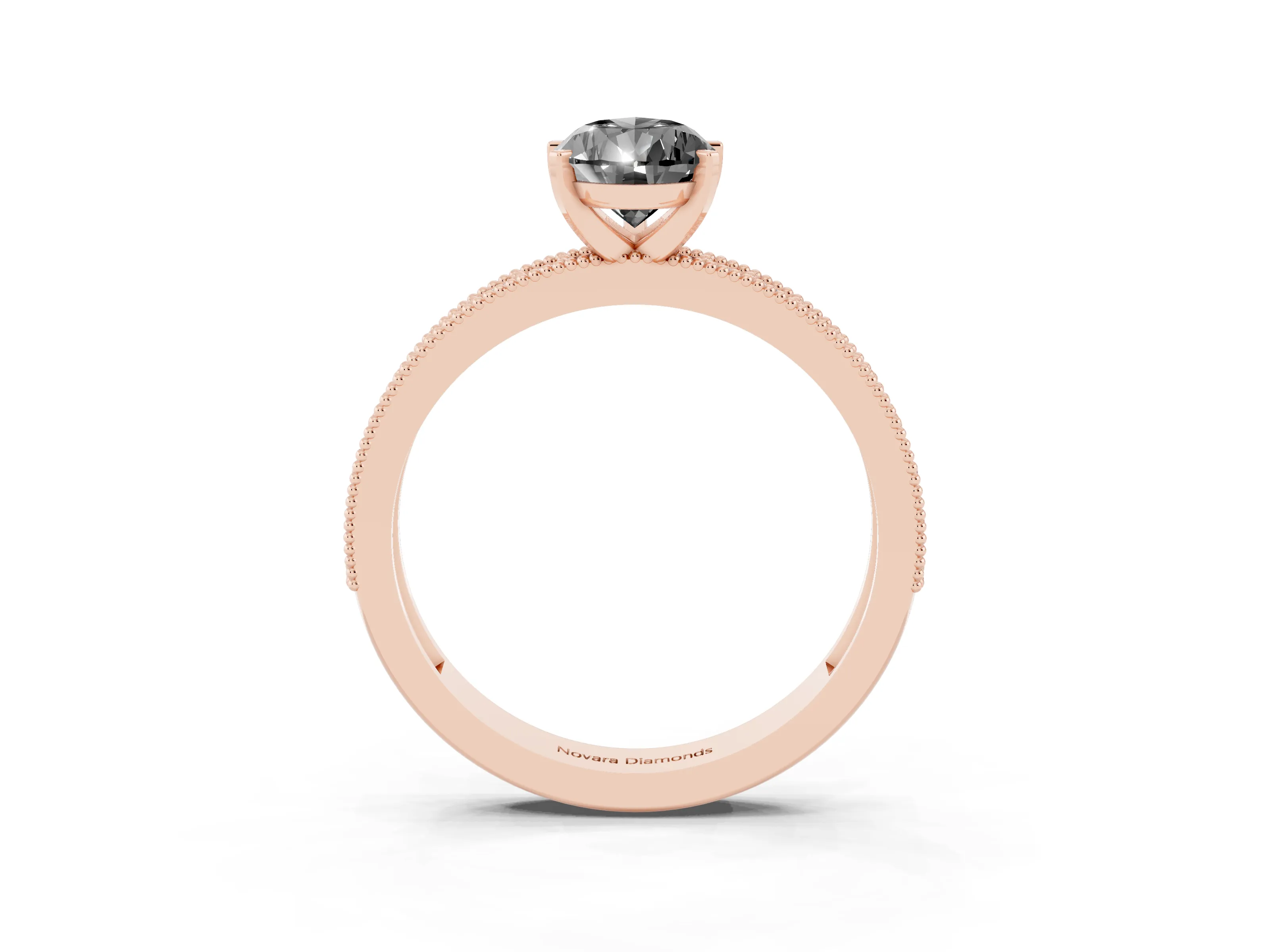 Fancy Black Pear Cut Diamond Milgrain Pavé Engagement Ring Set in Rose gold with Prong Setting