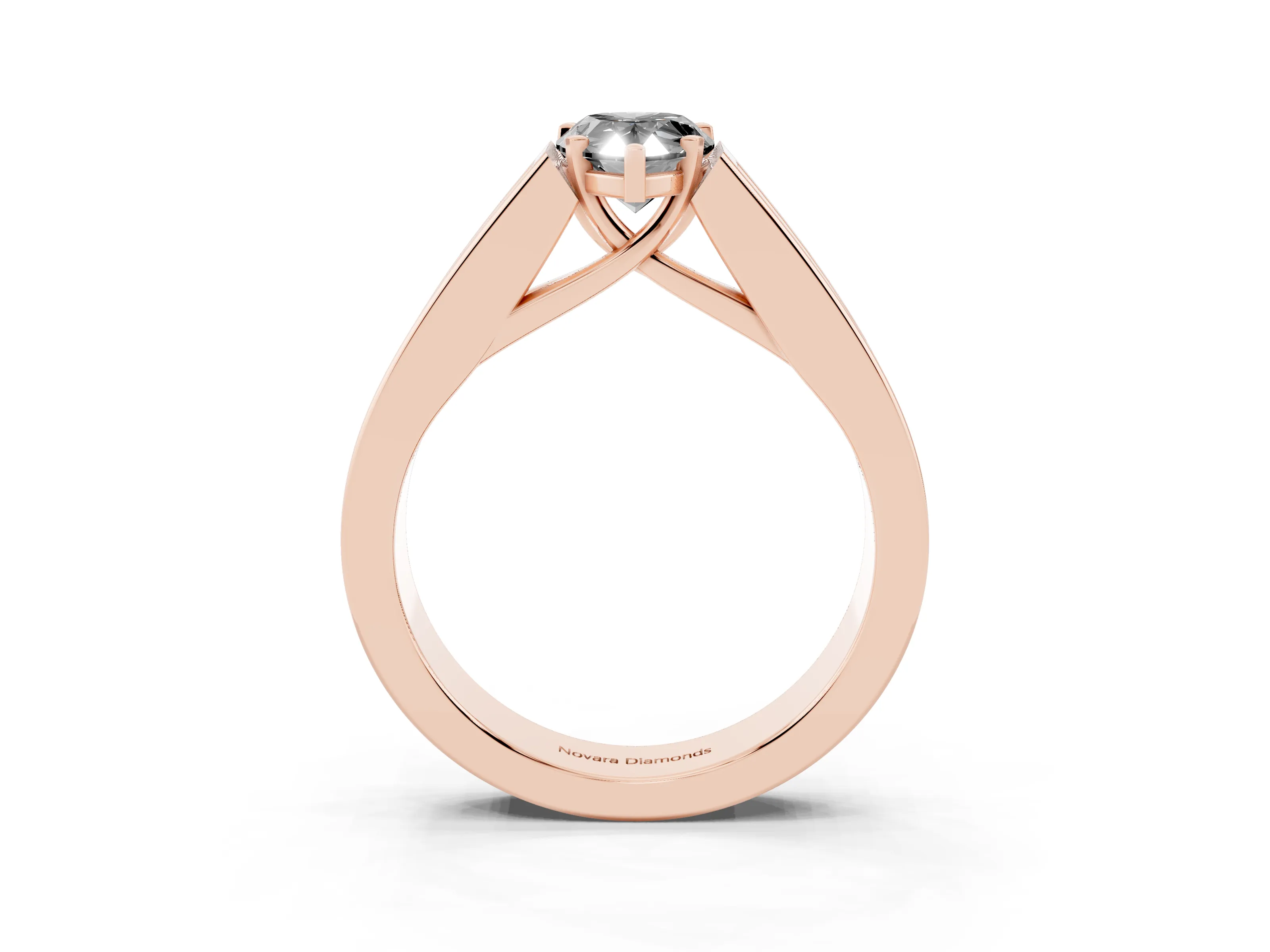 Fancy Black Pear Cut Diamond Solitaire Ring Set in Rose gold with Channel-Set Accent Stones and Prong Setting