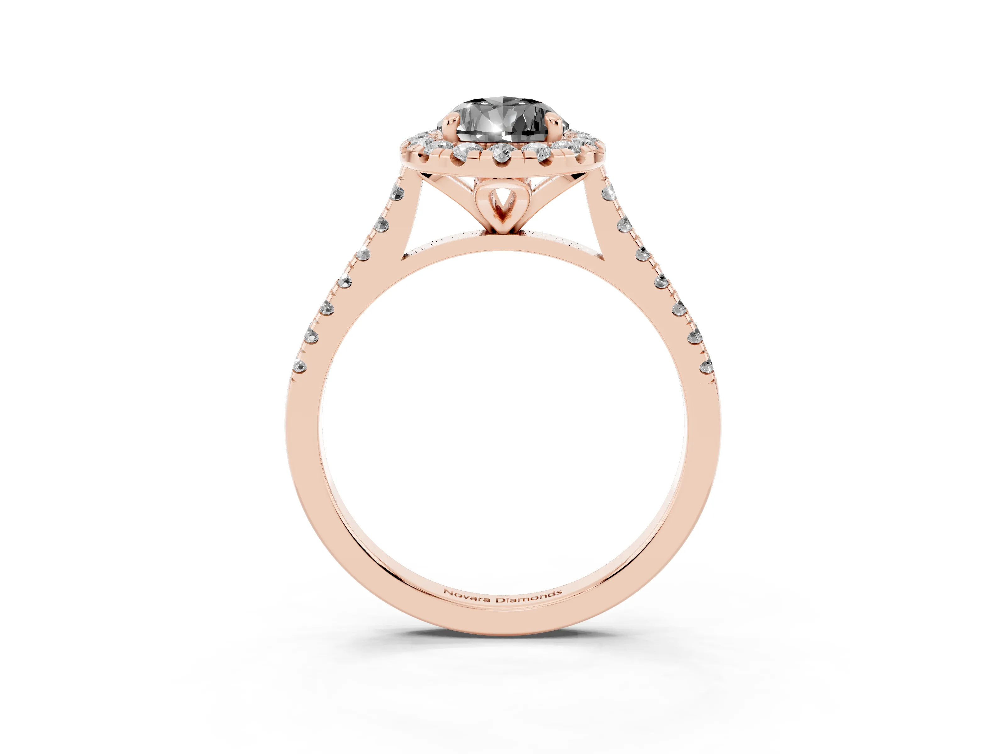 Fancy Black Pear Cut Diamond Cushion Halo Ring Set in Rose gold with Pavé Band