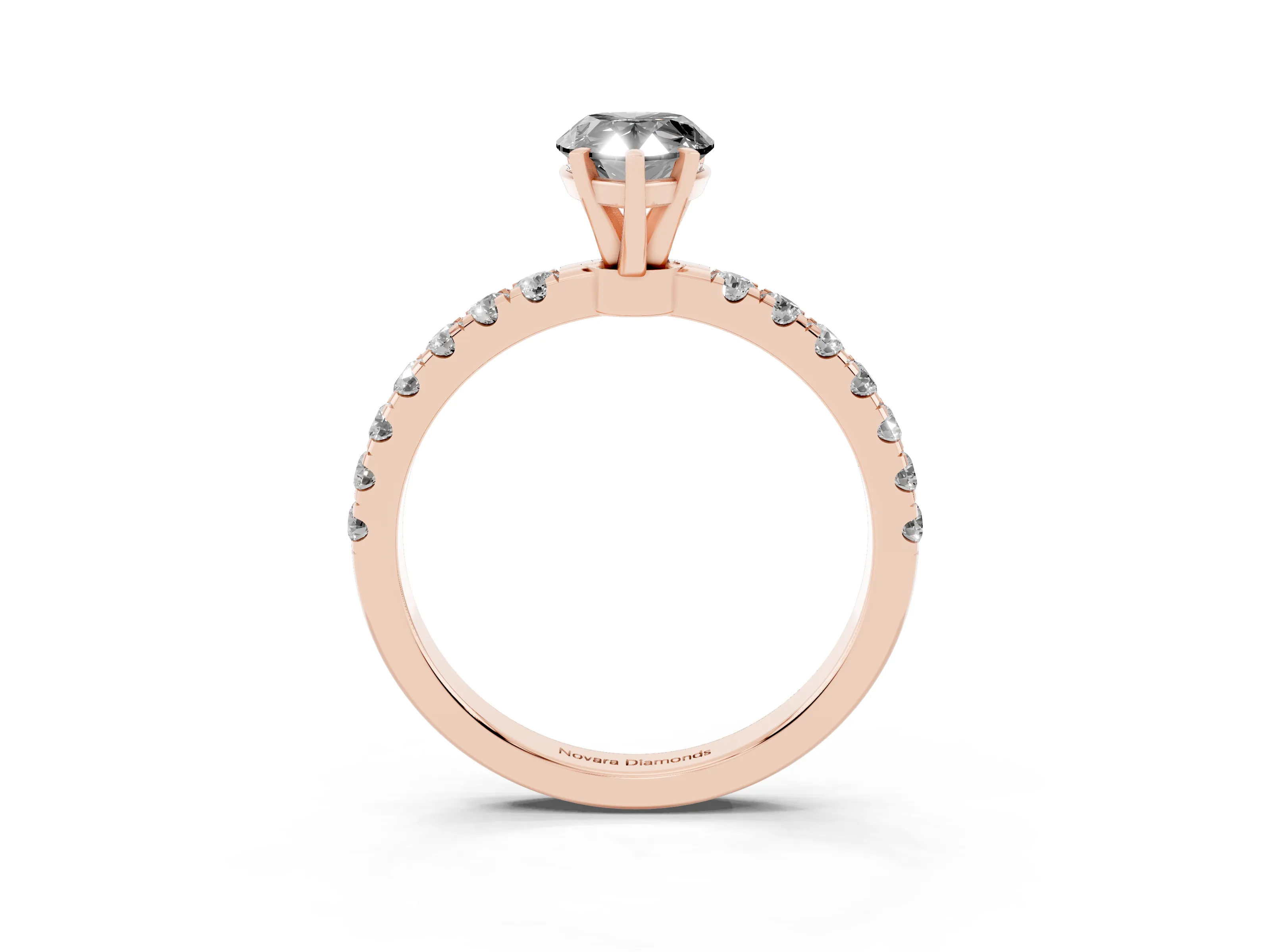 Fancy Black Pear Cut Diamond Solitaire Ring Set in Rose gold with Pavé Accents and Prong Setting