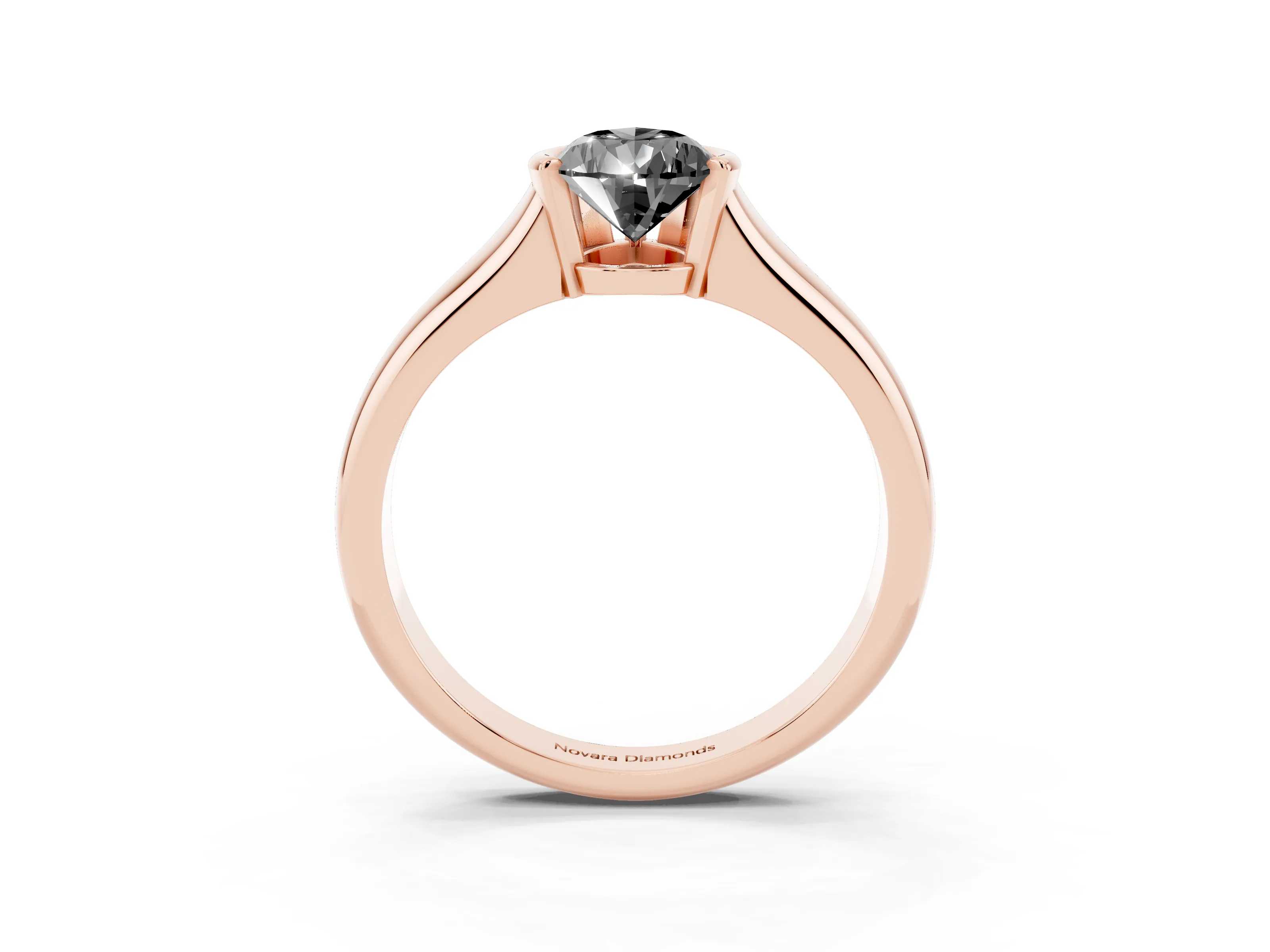 Fancy Black Pear Cut Diamond Solitaire Tension Set Ring Set in Rose gold with Split Shank Band
