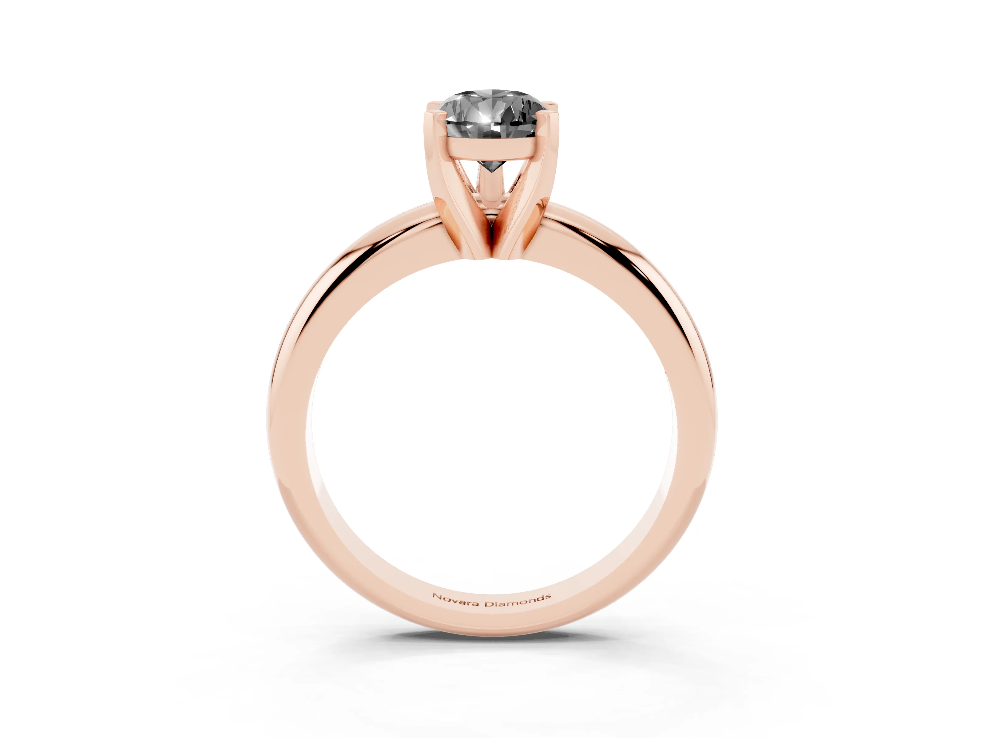 Fancy Black Pear Cut Diamond Solitaire Engagement Ring Set in Rose gold with Round Band and Prong Setting