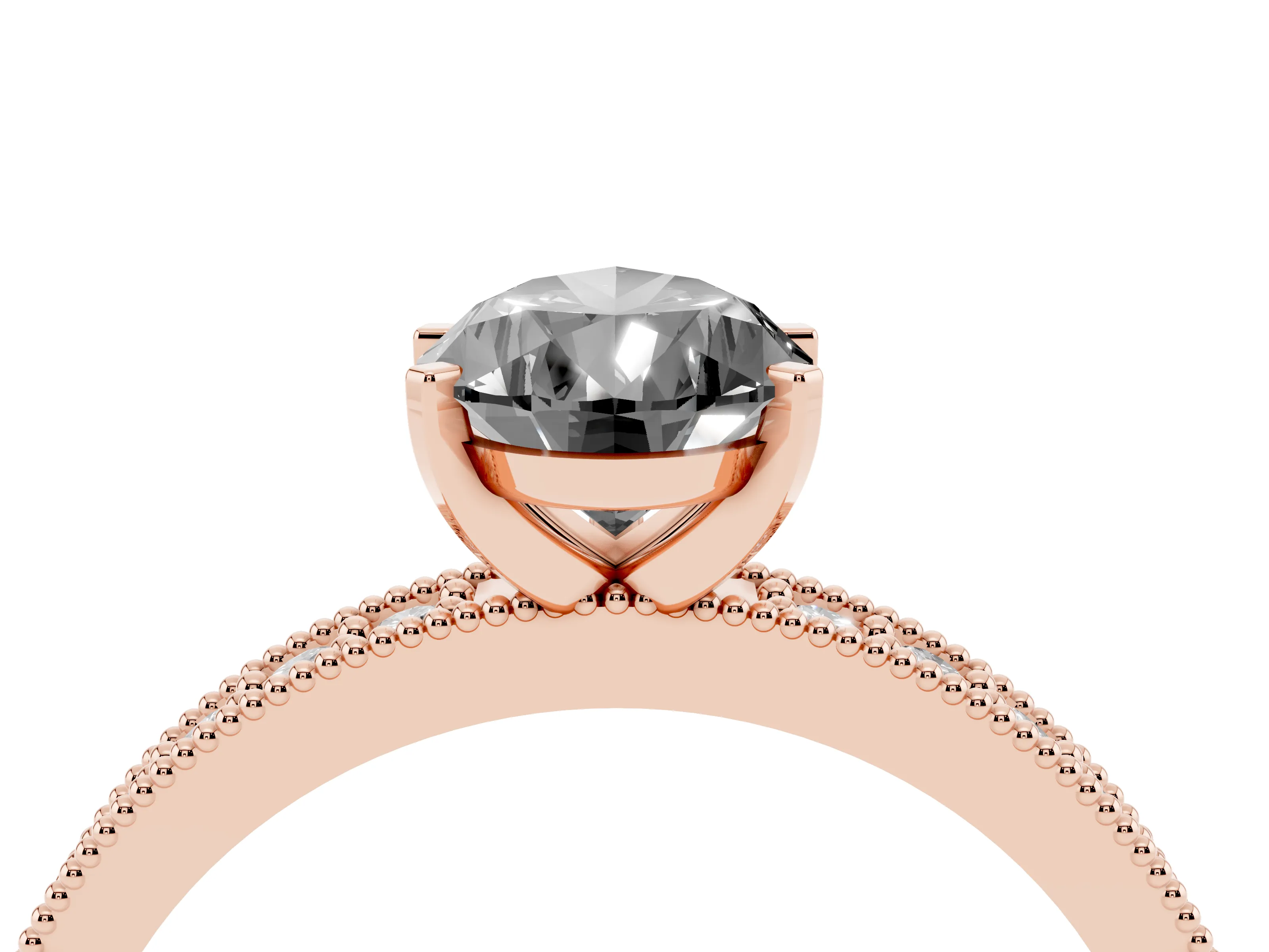 Fancy Black Pear Cut Diamond Milgrain Pavé Engagement Ring Set in Rose gold with Prong Setting