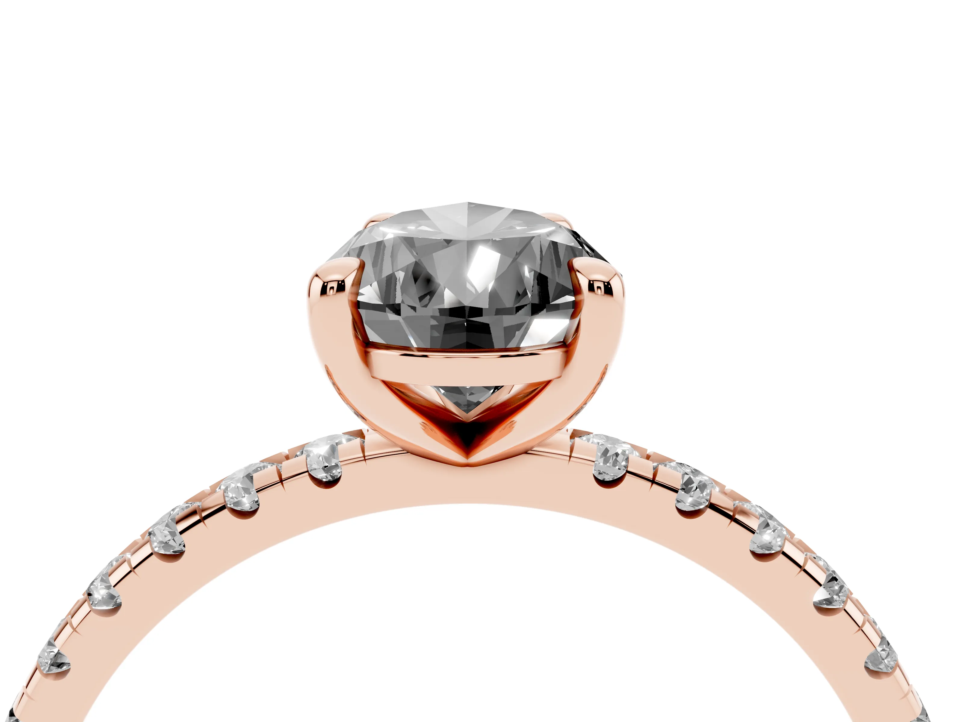 Fancy Black Pear Cut Diamond Brilliant Solitaire Ring Set in Rose gold with Pavé Band and Prong Setting