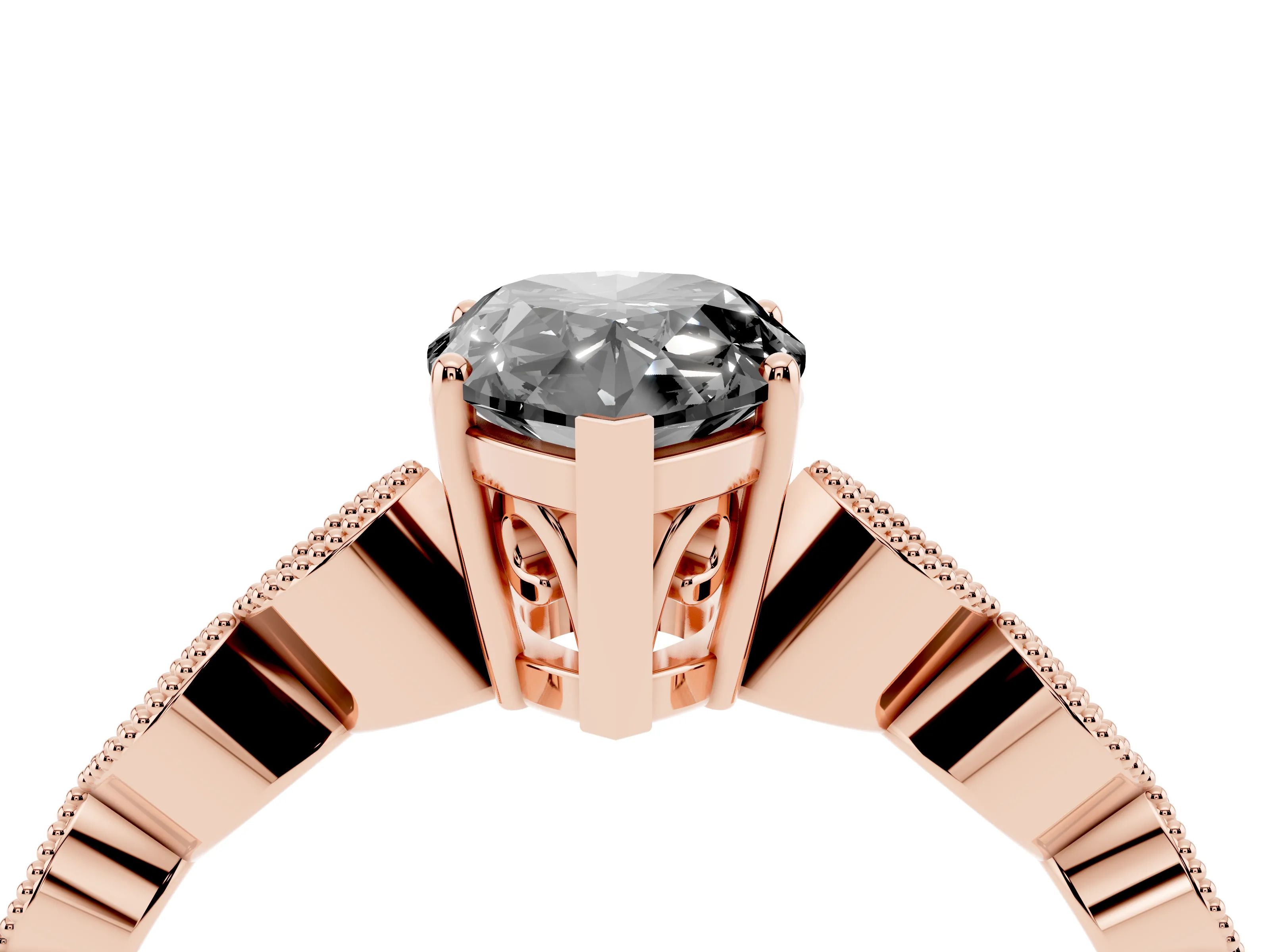 Fancy Black Pear Cut Diamond Solitaire Ring Set in Rose gold with Infinity Twist Pavé Band