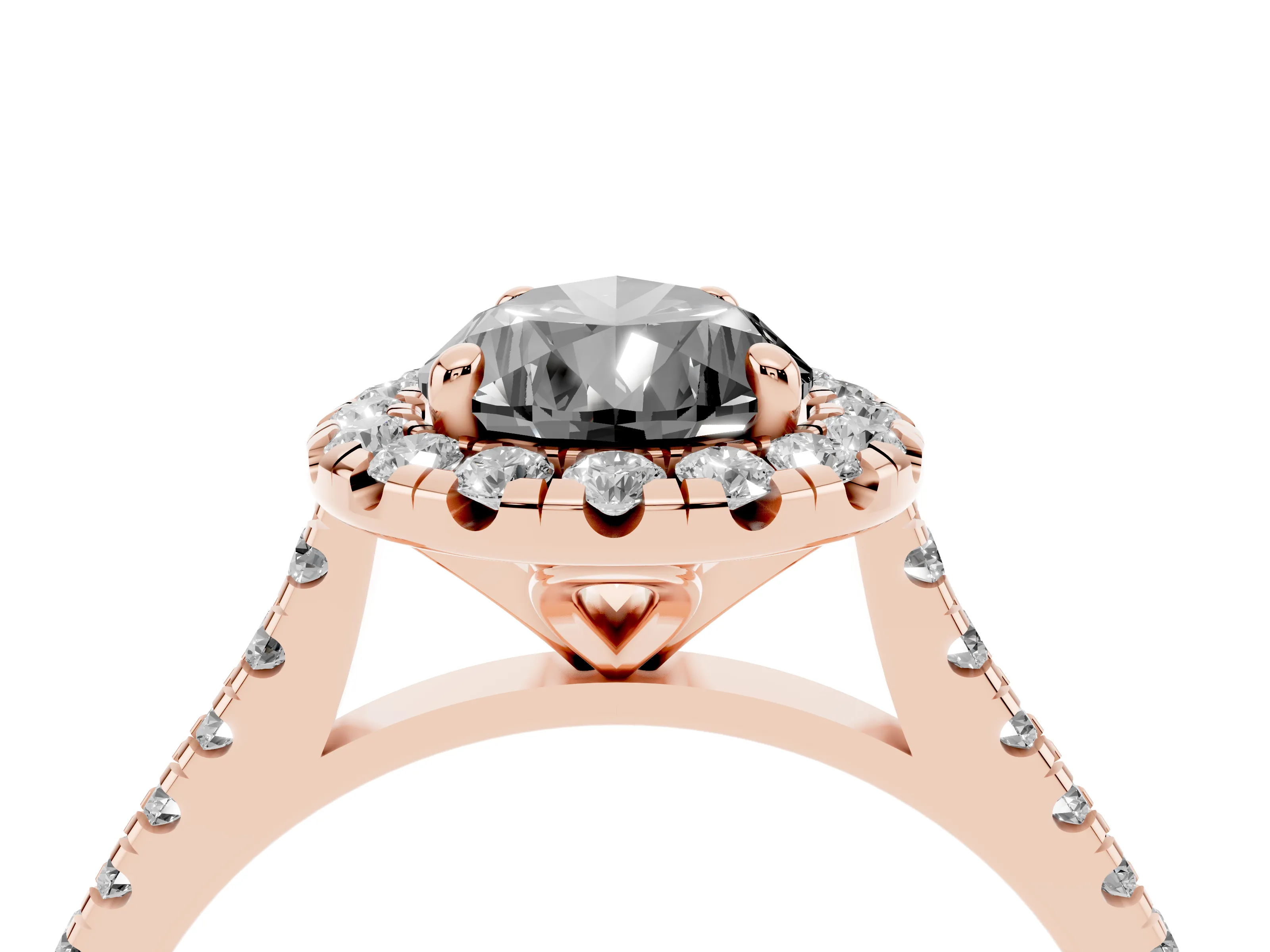 Fancy Black Pear Cut Diamond Cushion Halo Ring Set in Rose gold with Pavé Band