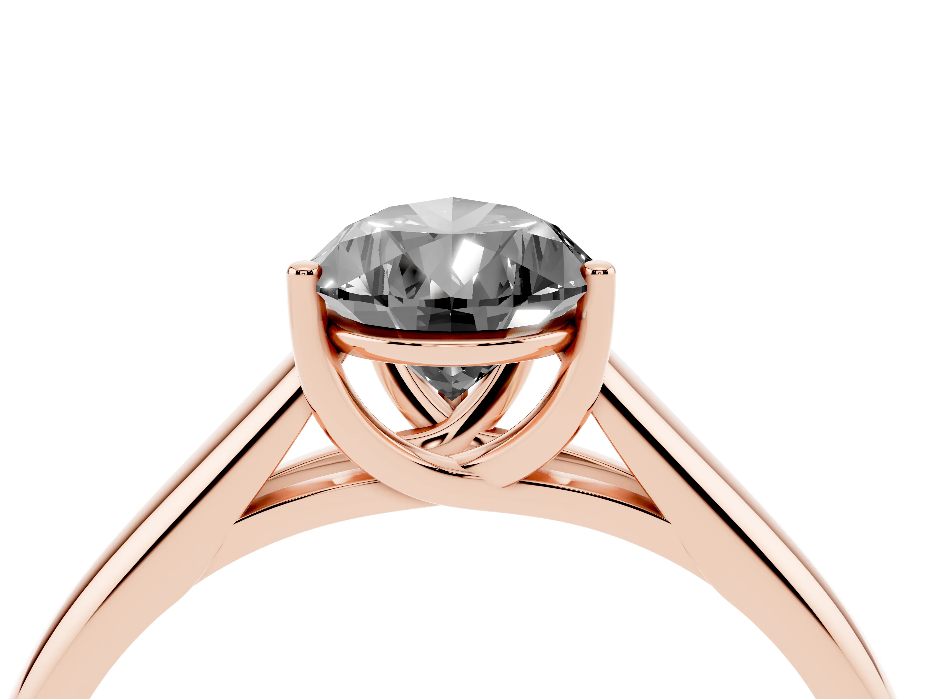 Fancy Black Pear Cut Diamond Solitaire Engagement Ring Set in Rose gold with Subtly Tapered Band and Prong Setting
