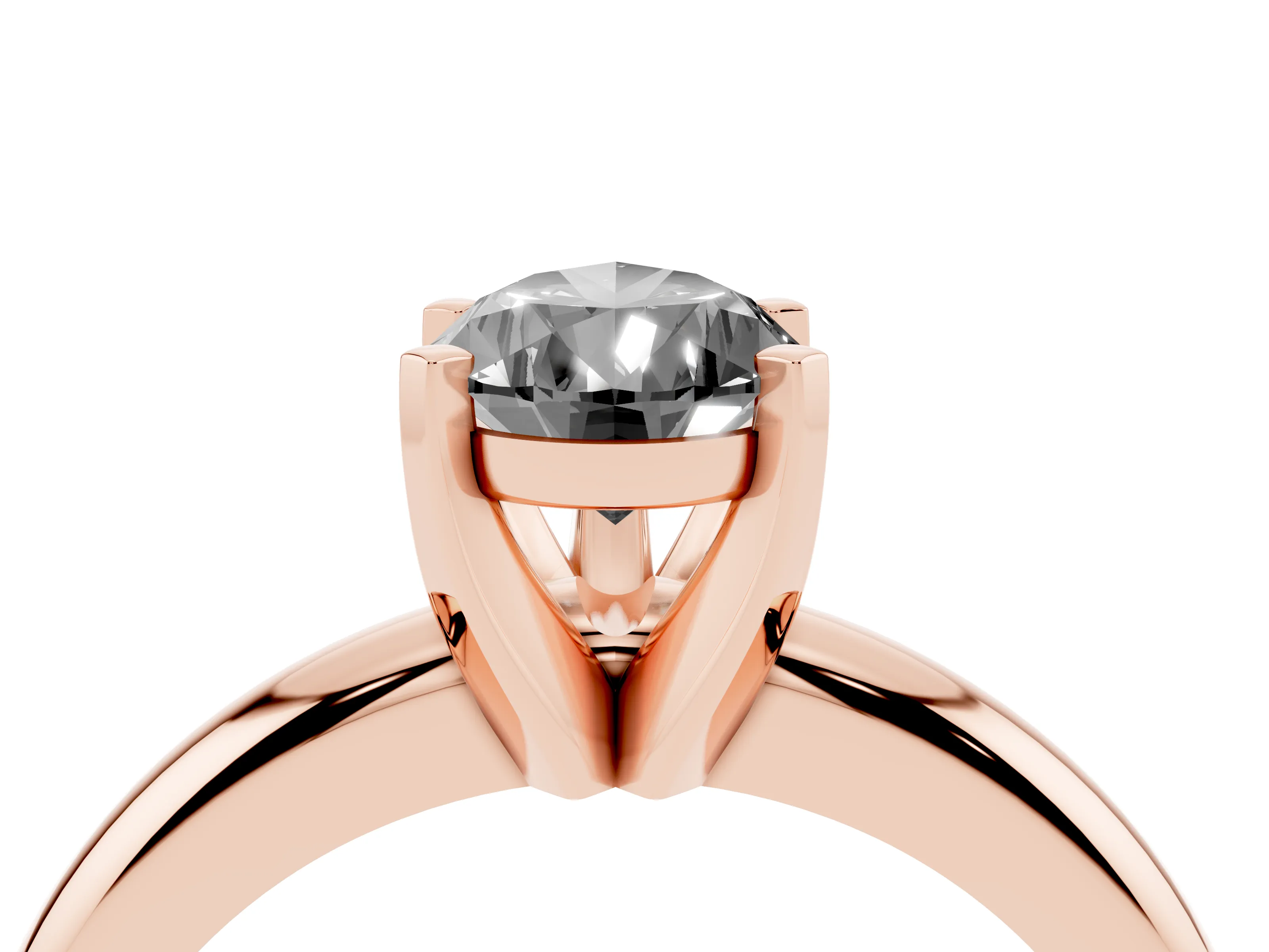 Fancy Black Pear Cut Diamond Solitaire Engagement Ring Set in Rose gold with Round Band and Prong Setting