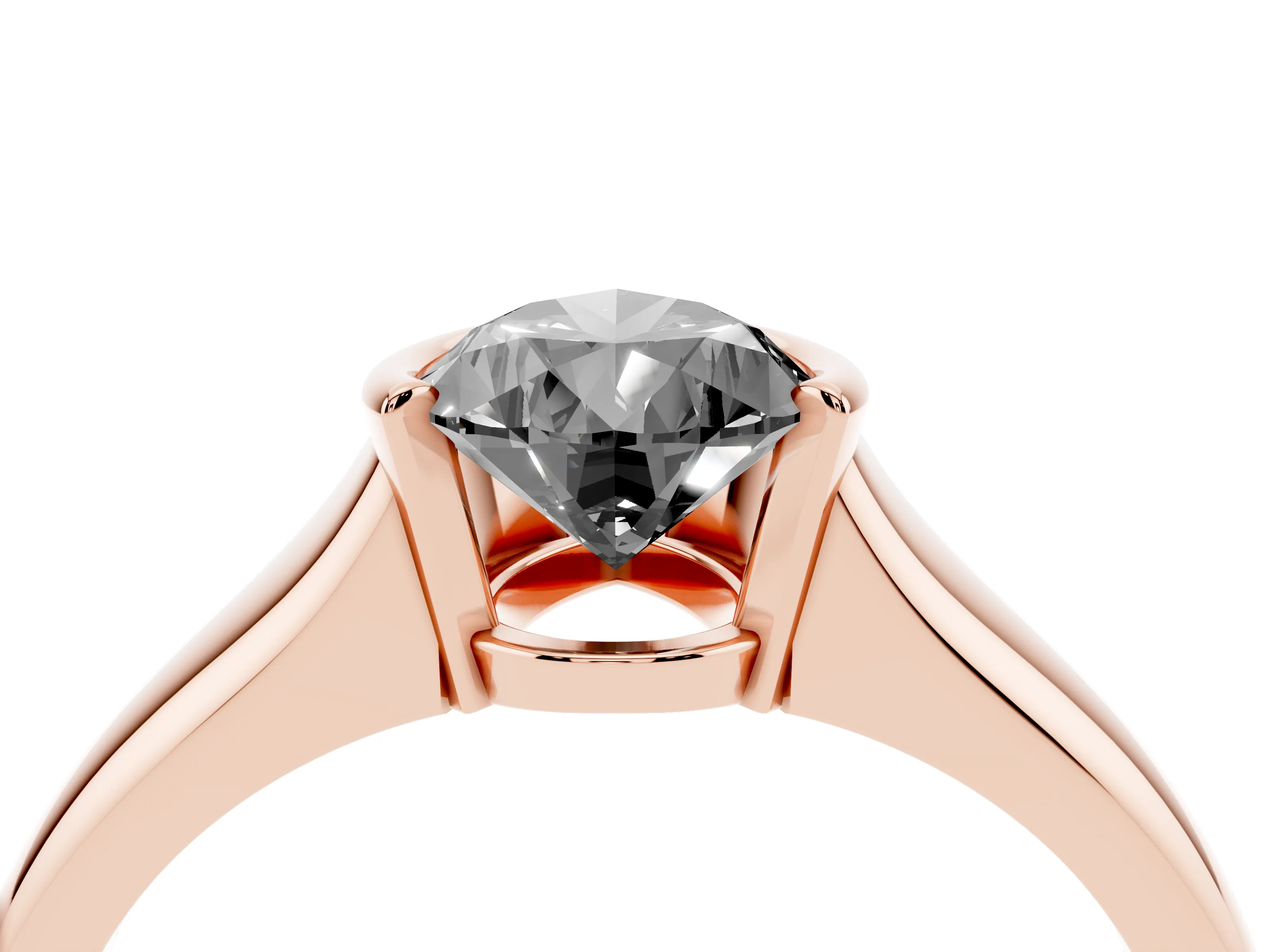 Fancy Black Pear Cut Diamond Solitaire Tension Set Ring Set in Rose gold with Split Shank Band