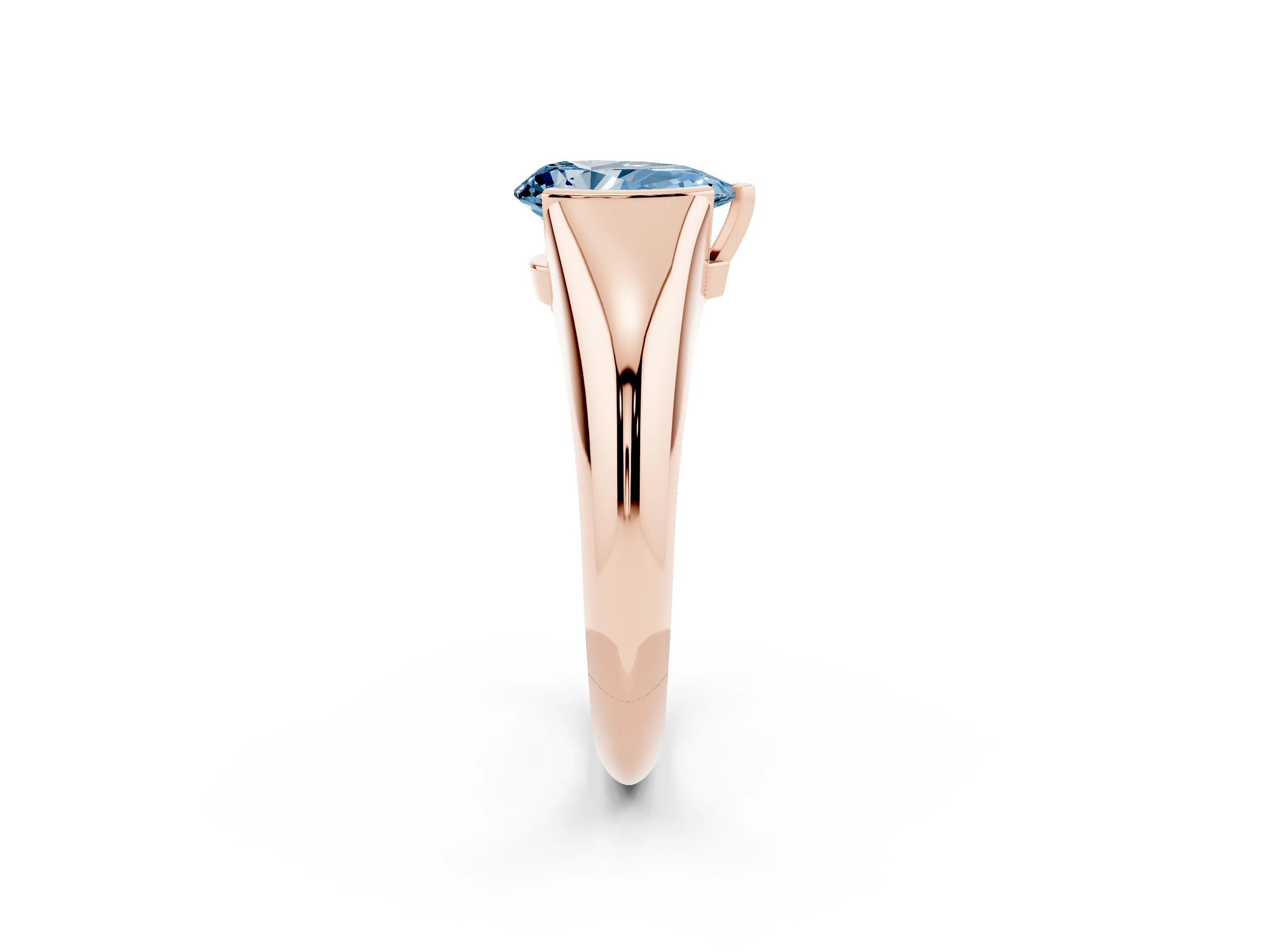 Fancy Blue Pear Cut Diamond Solitaire Tension Set Ring Set in Rose gold