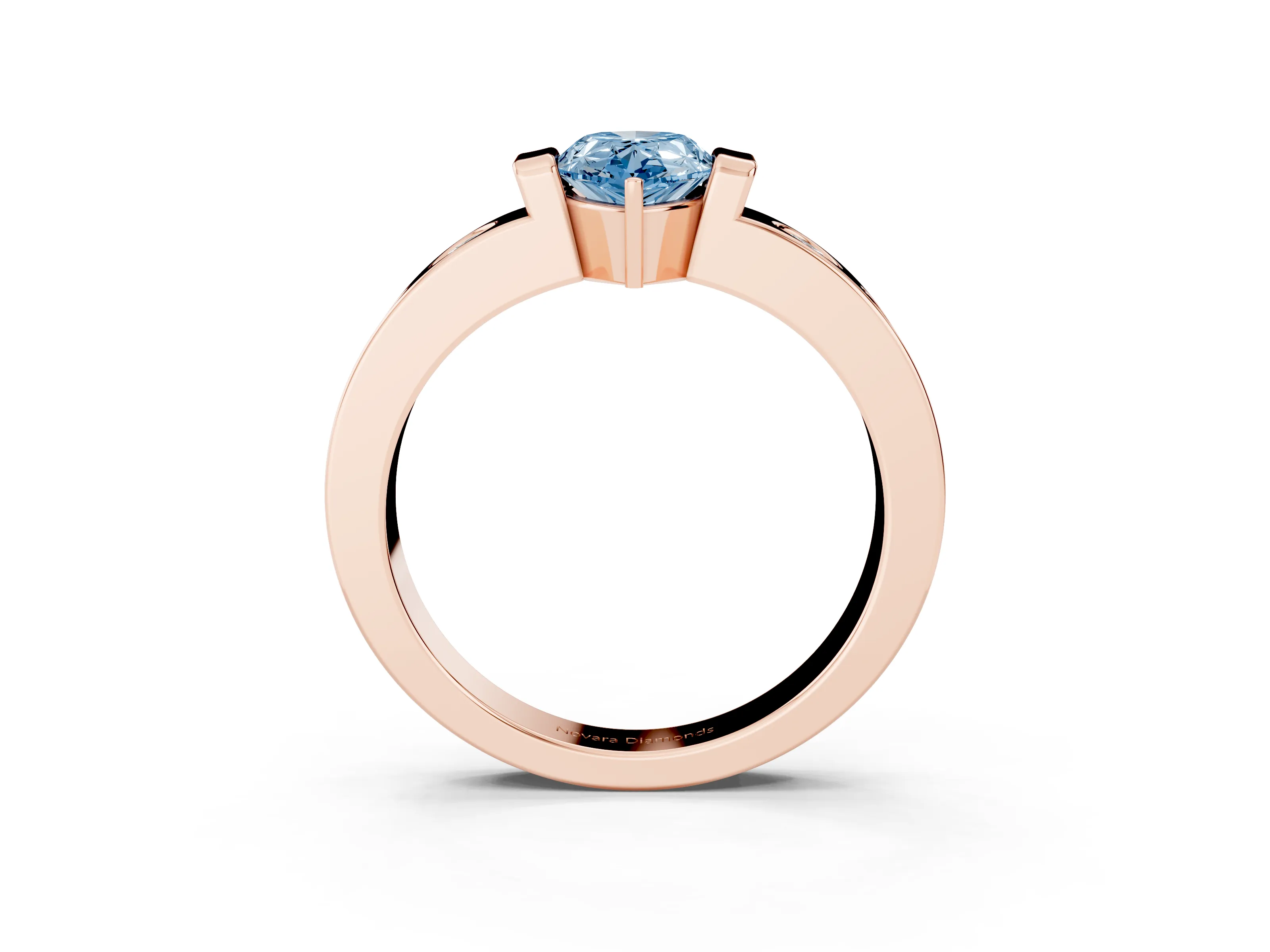 Fancy Blue Pear Cut Diamond Channel-Set Band Ring Set in Rose gold with Bezel Prong Setting