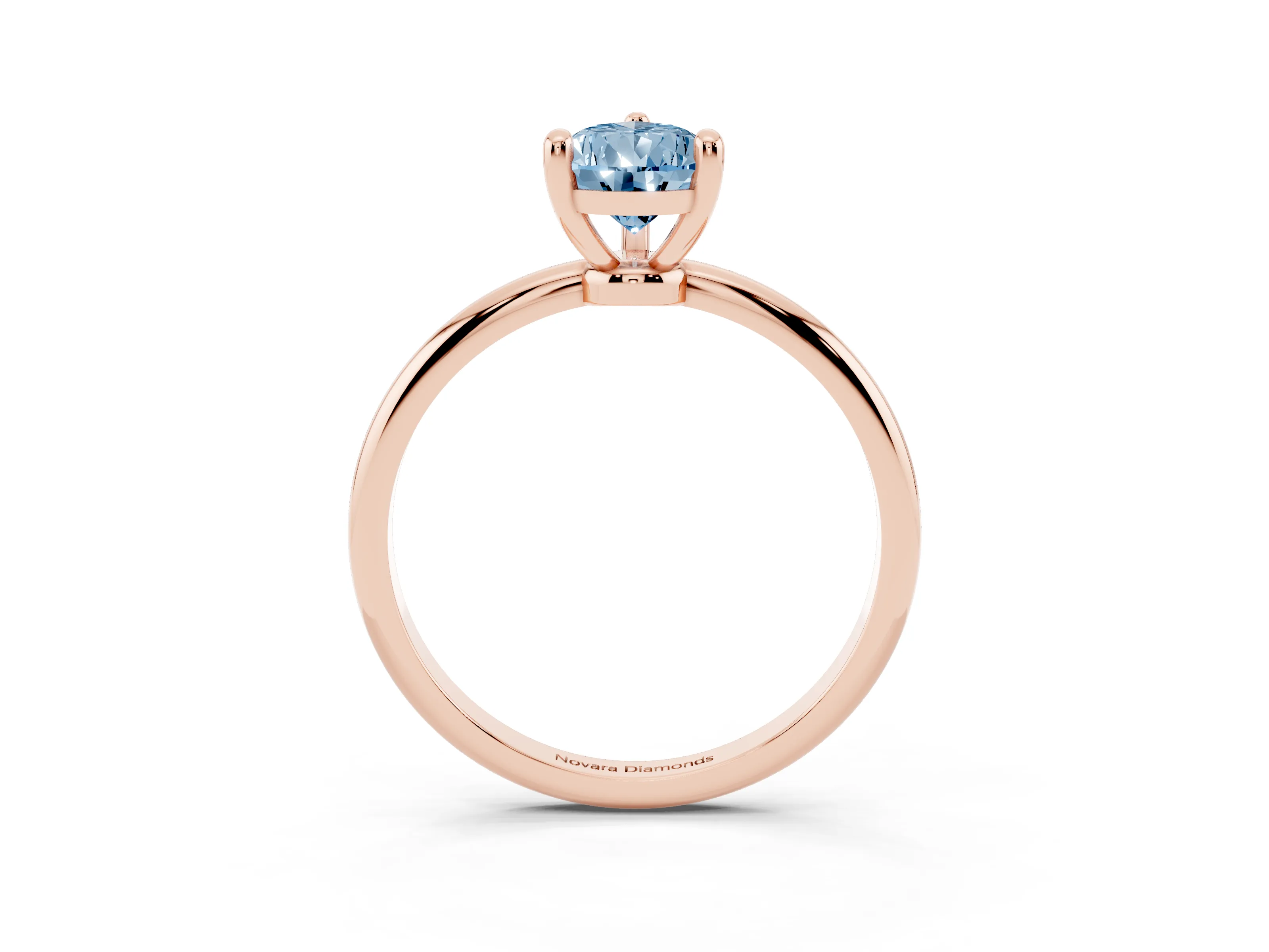 Fancy Blue Pear Cut Diamond Solitaire Ring Set in Rose gold with Secure Prong Setting on a Classic Band