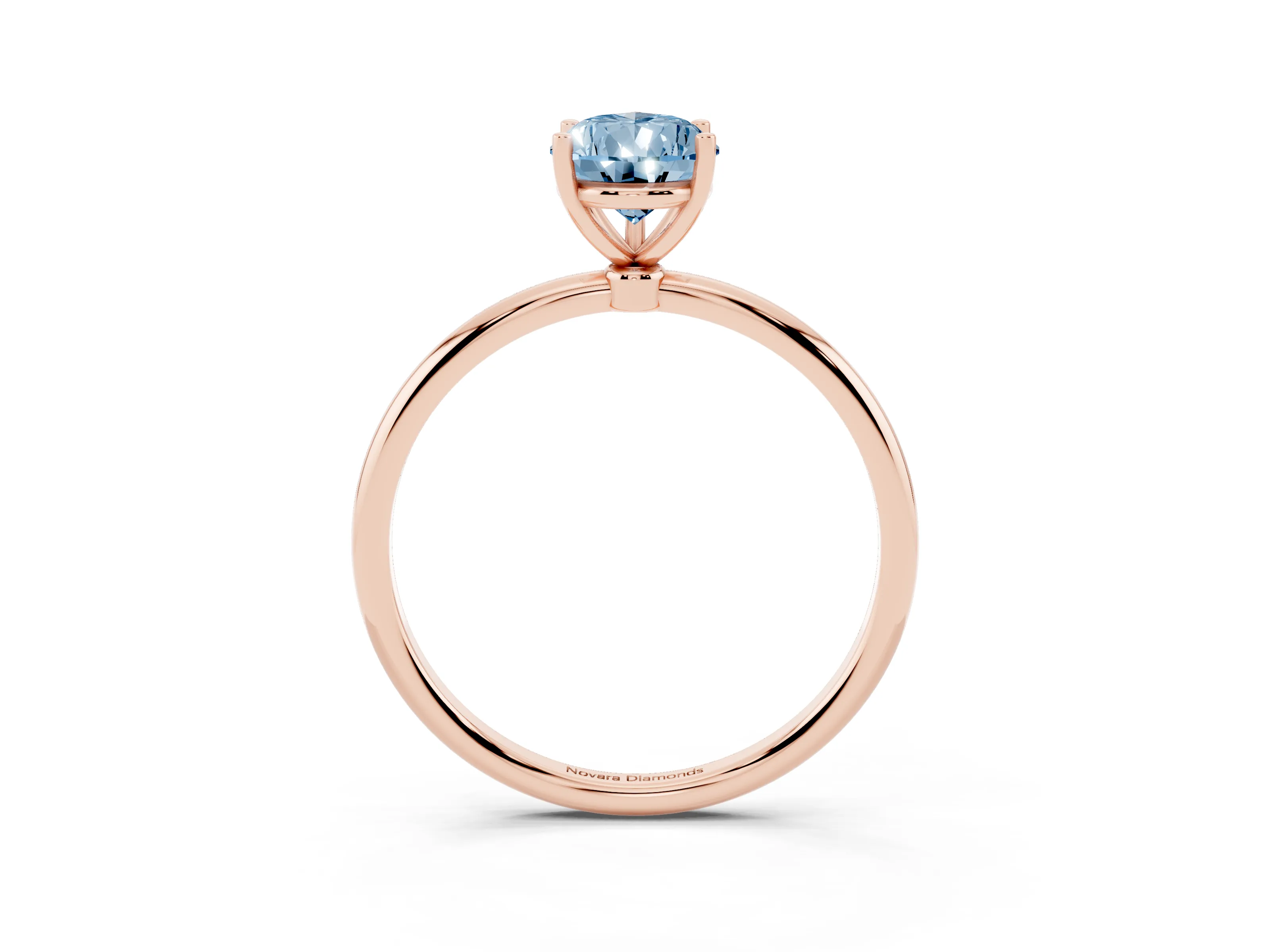 Fancy Blue Pear Cut Diamond Solitaire Engagement Ring Set in Rose gold with Thin Band and Prong Setting