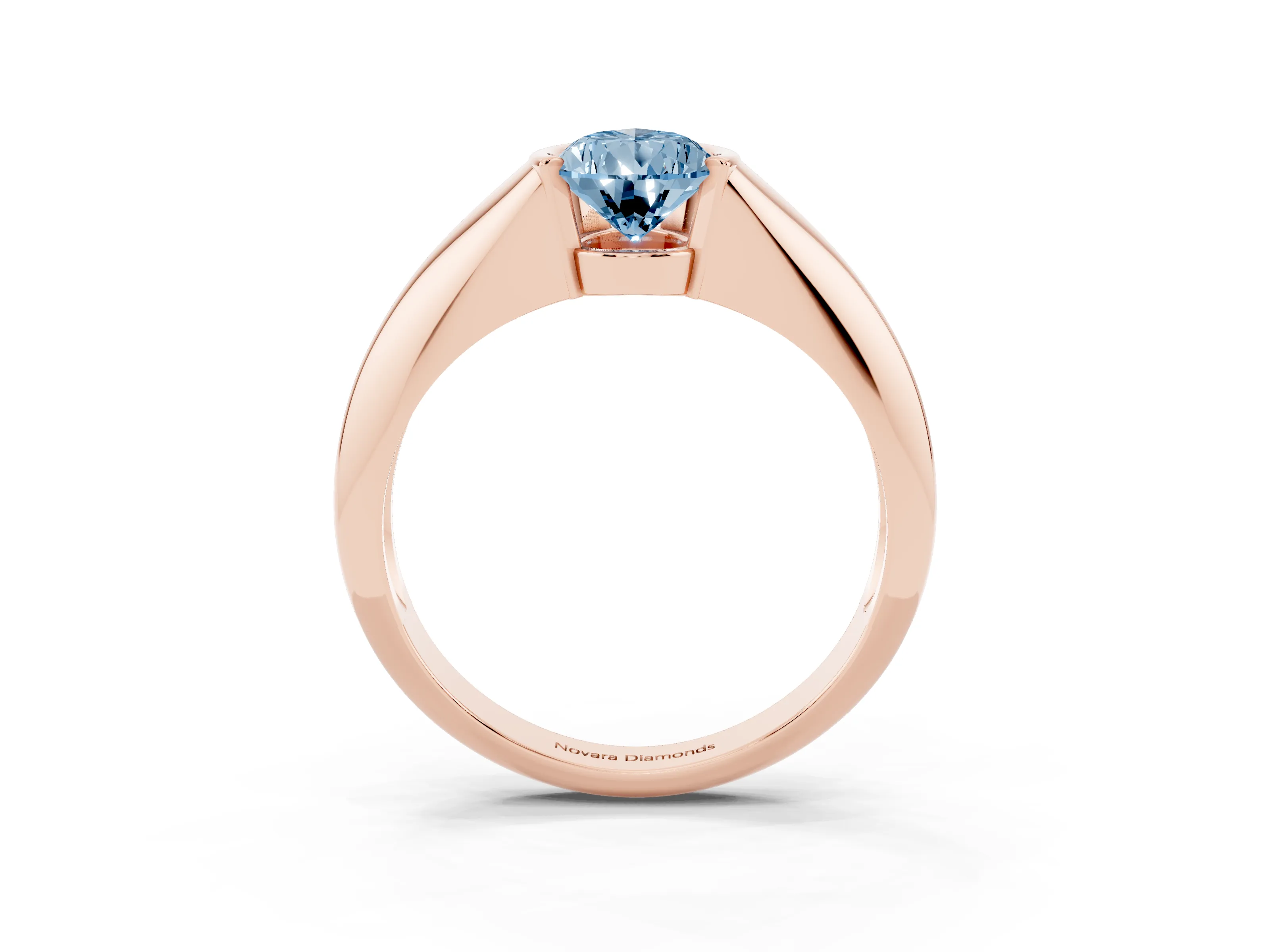 Fancy Blue Pear Cut Diamond Solitaire Tension Set Ring Set in Rose gold