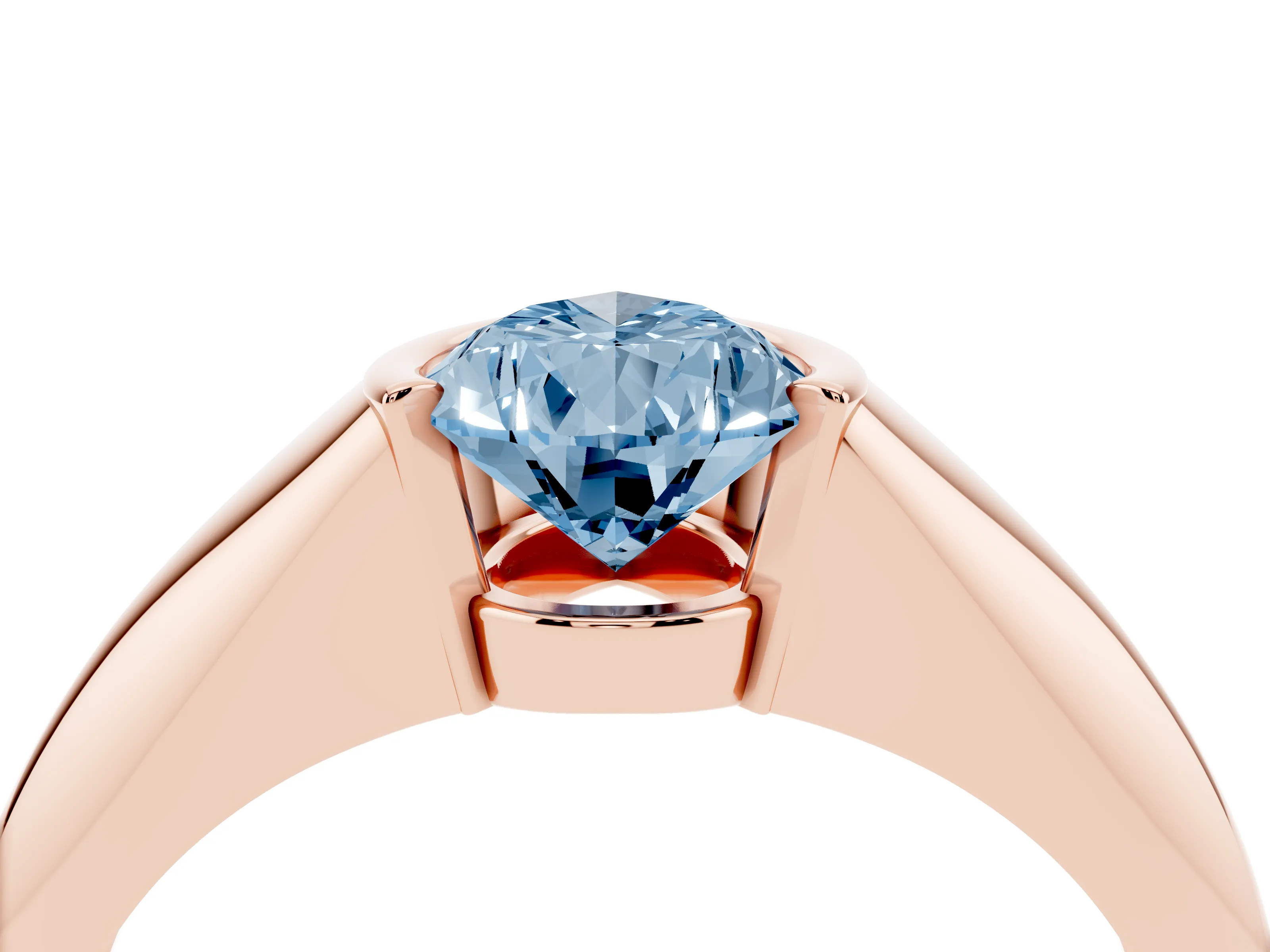 Fancy Blue Pear Cut Diamond Solitaire Tension Set Ring Set in Rose gold