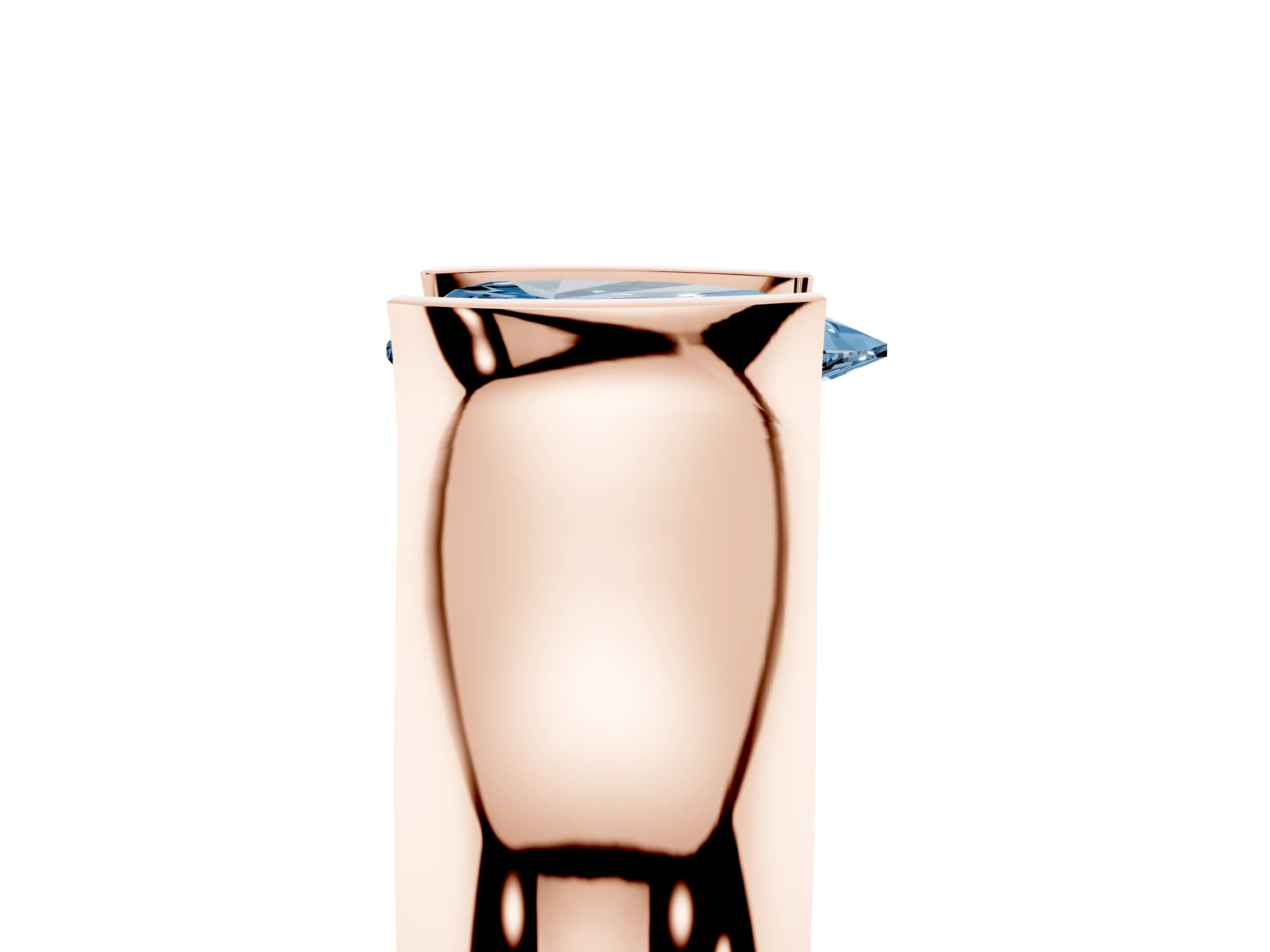 Fancy Blue Pear Cut Diamond Bezel Solitaire Ring Set in Rose gold with Wide Band