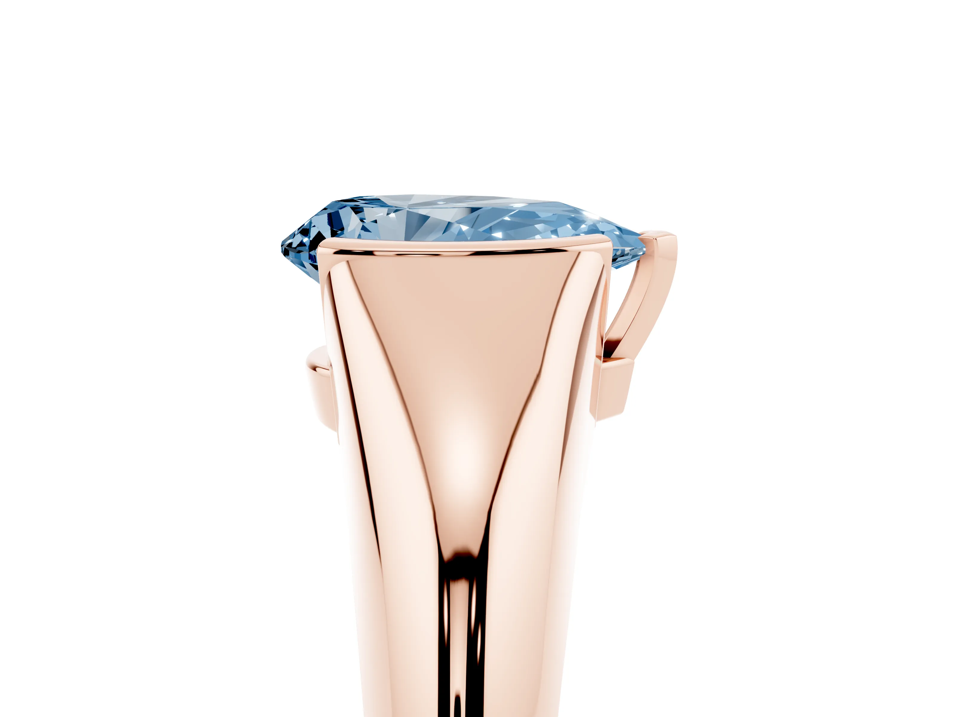 Fancy Blue Pear Cut Diamond Solitaire Tension Set Ring Set in Rose gold