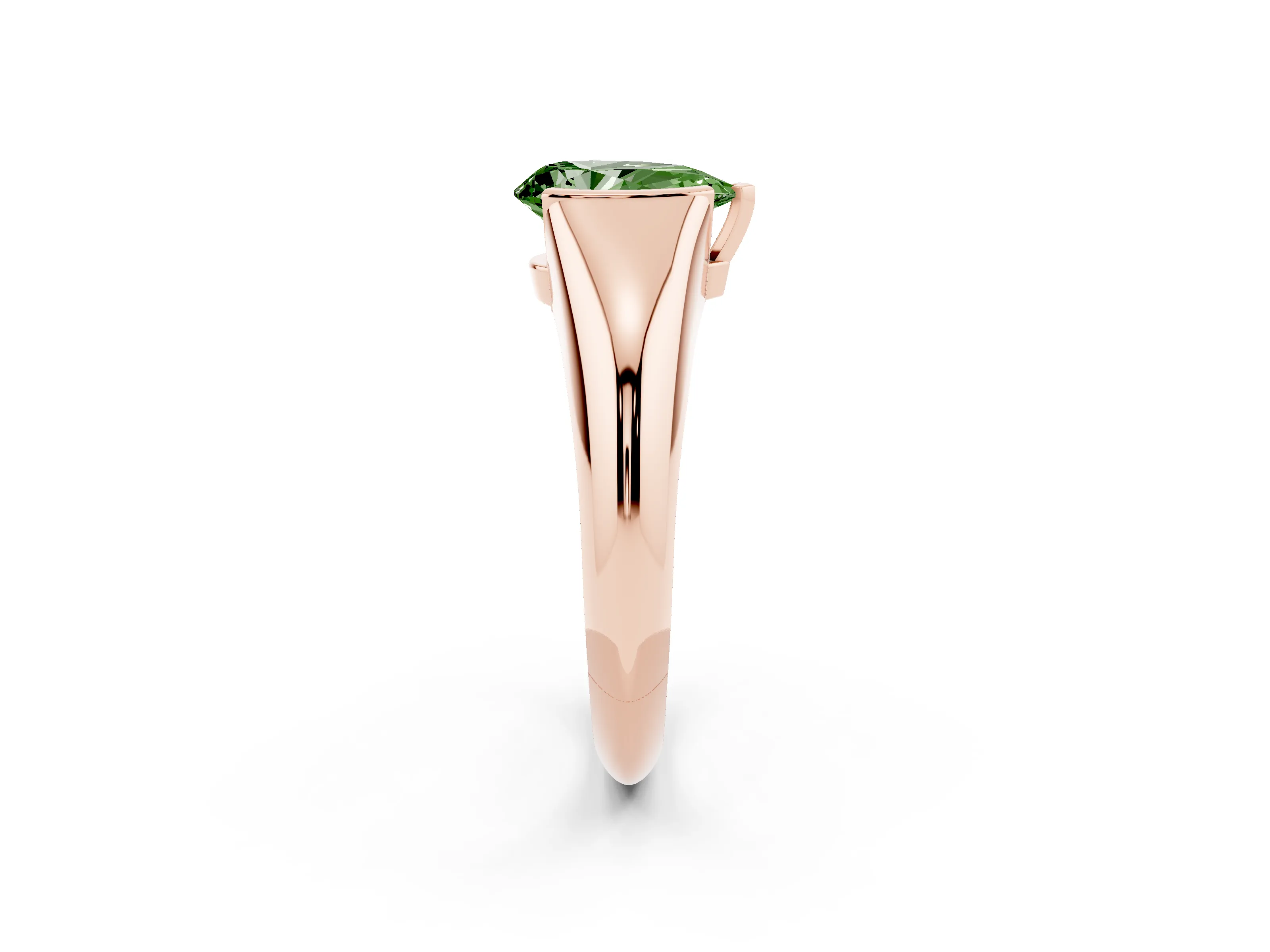 Fancy Green Pear Cut Diamond Solitaire Tension Set Ring Set in Rose gold