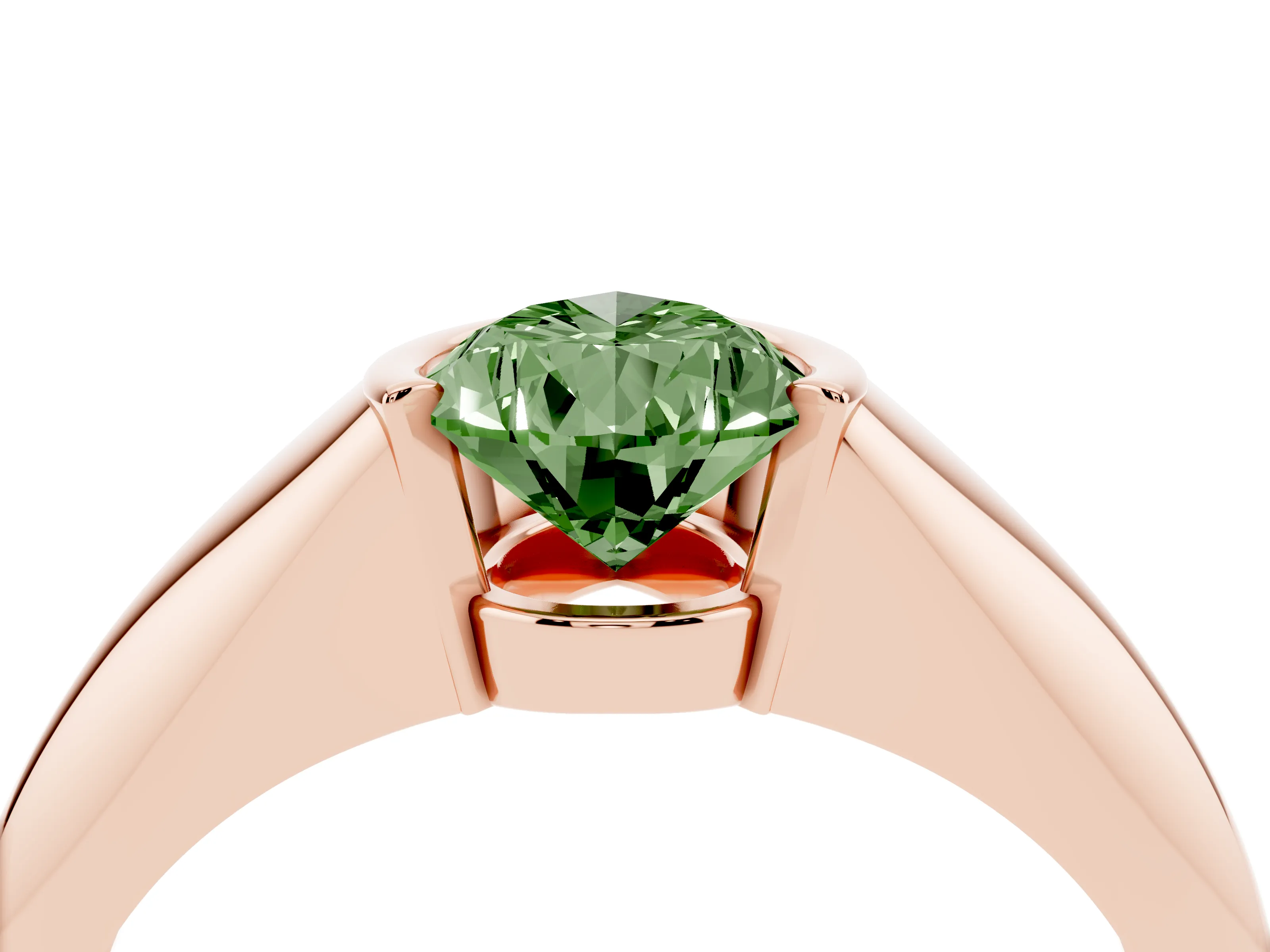 Fancy Green Pear Cut Diamond Solitaire Tension Set Ring Set in Rose gold