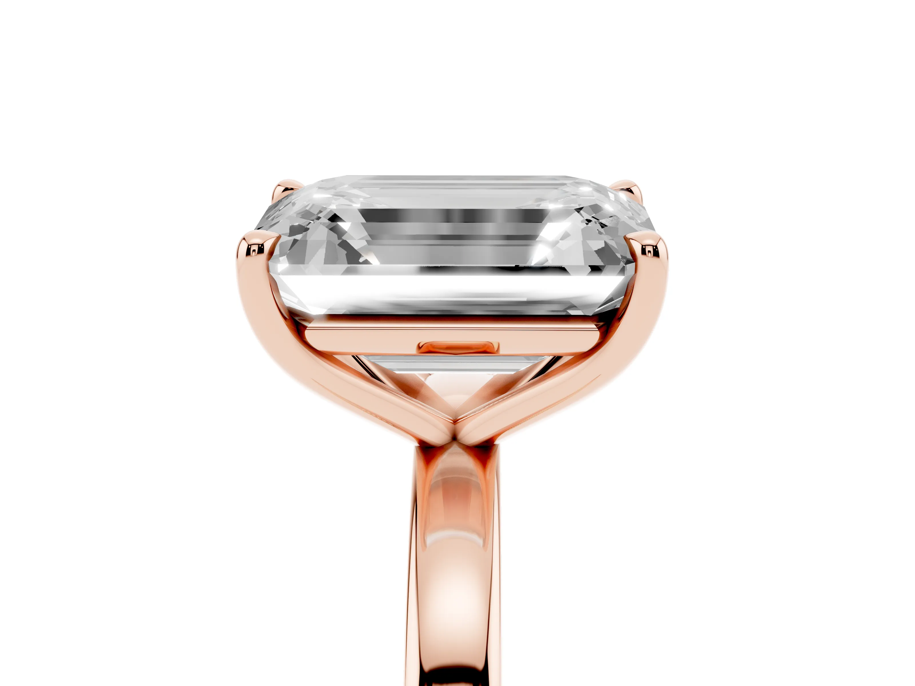 Fancy Green Pear Cut and Emerald Cut Toi Moi Ring Set in Rose gold with Prong Setting