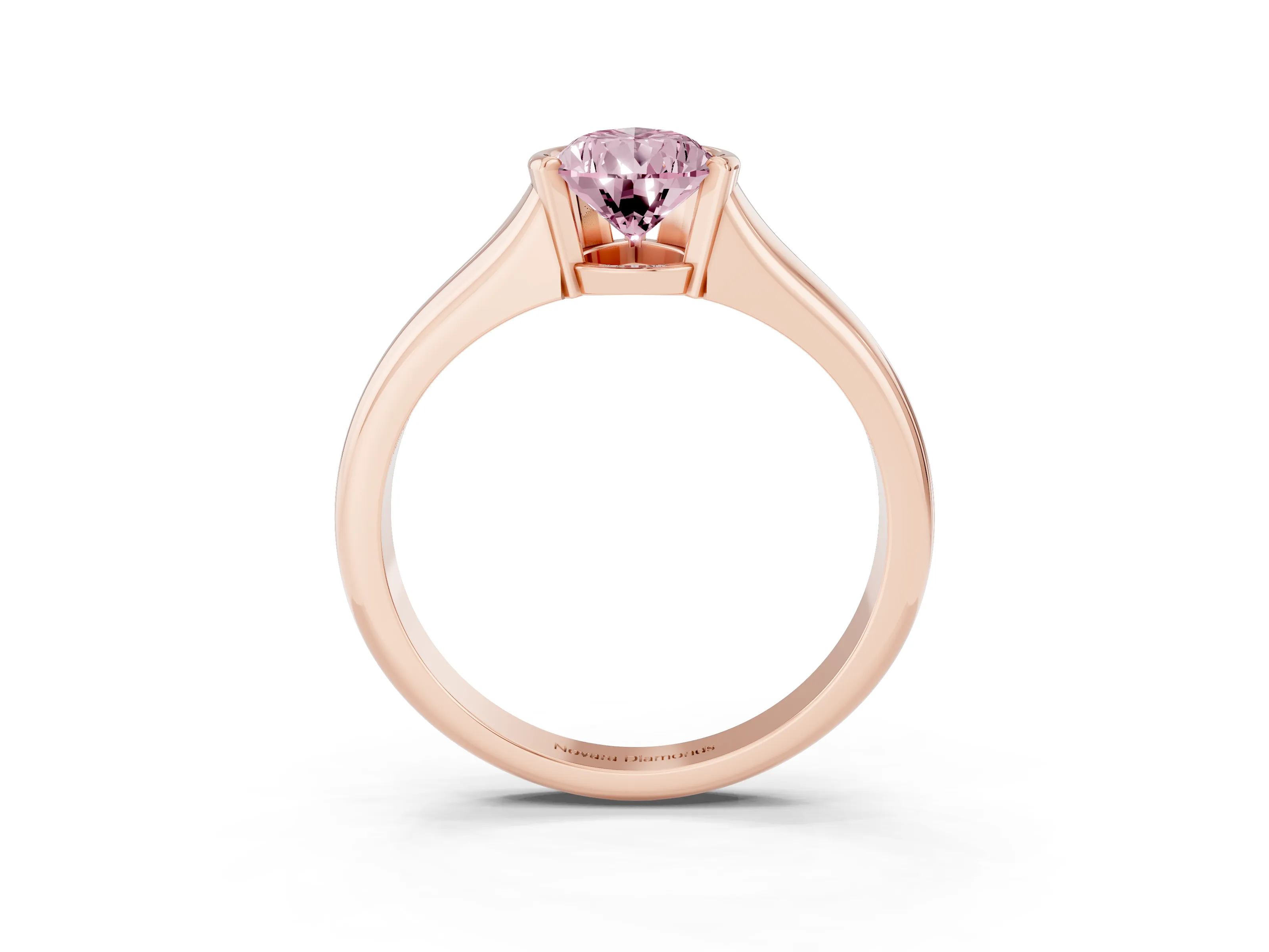 Fancy Pink Pear Cut Diamond Solitaire Tension Set Ring Set in Rose gold with Split Shank Band
