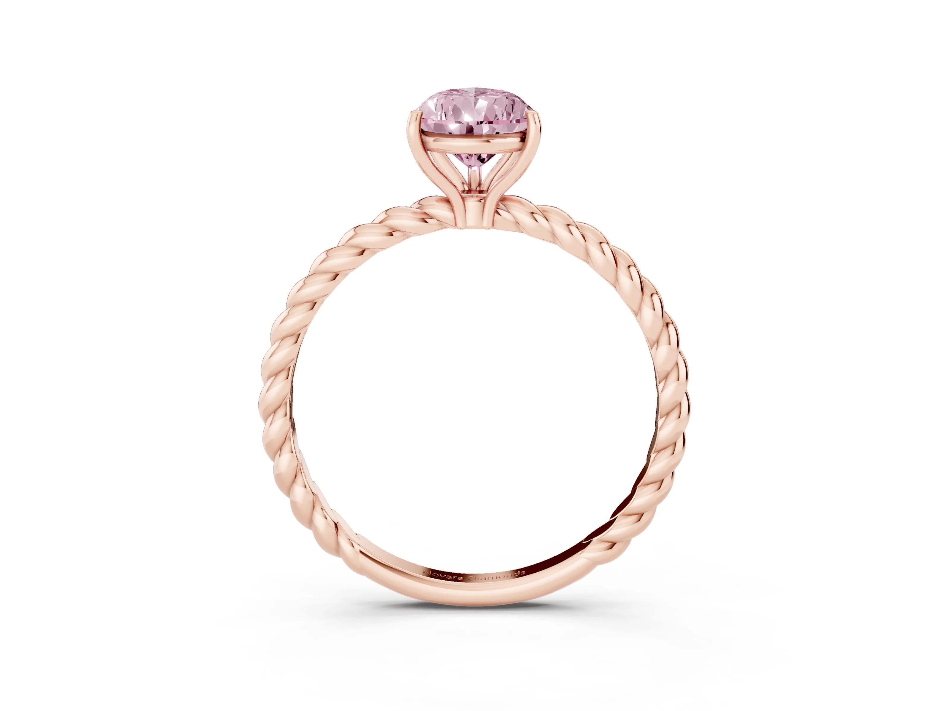 Fancy Pink Pear Cut Diamond Solitaire Ring Set in Rose gold with Twist Band and Prong Setting