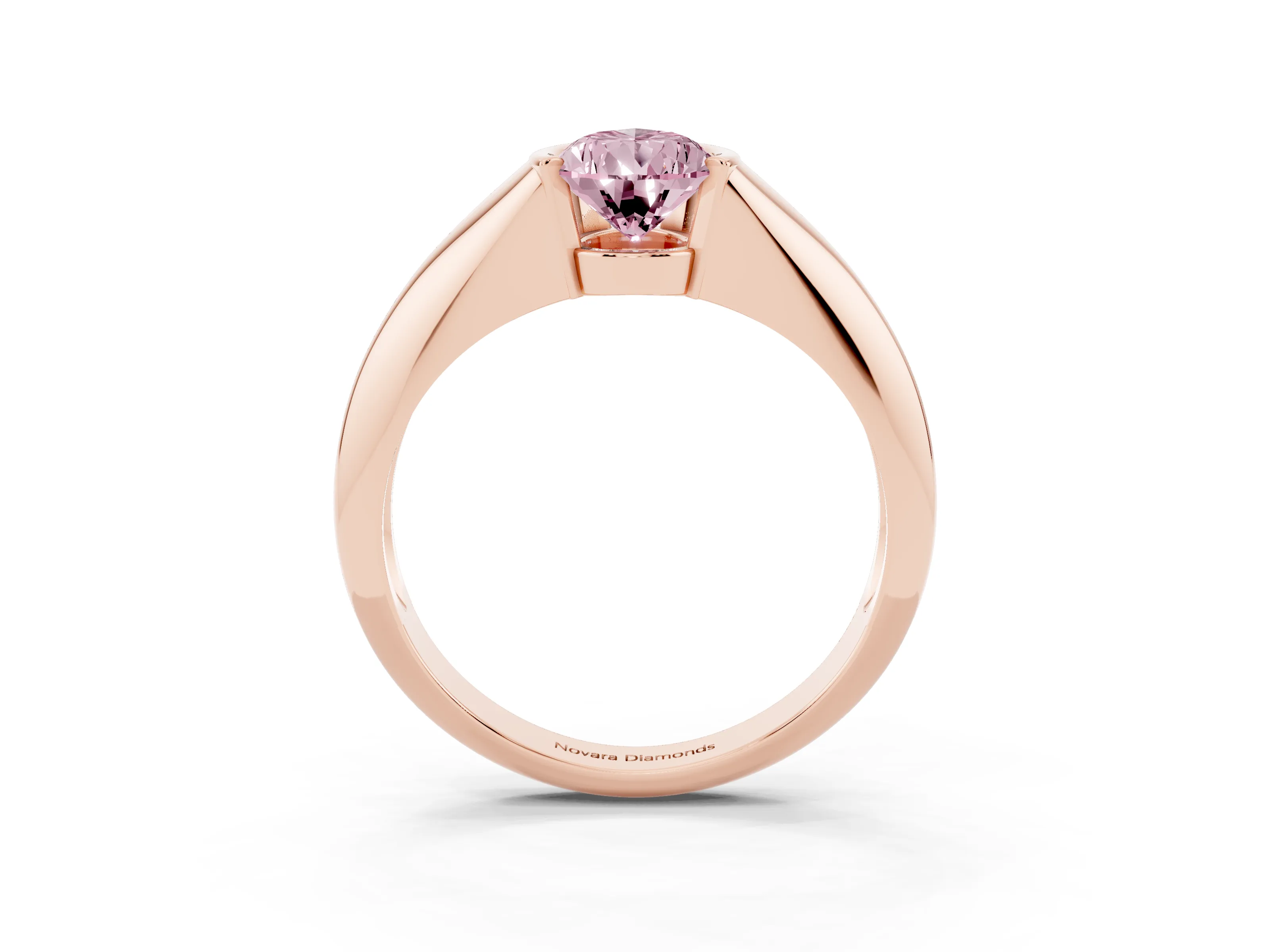 Fancy Pink Pear Cut Diamond Solitaire Tension Set Ring Set in Rose gold