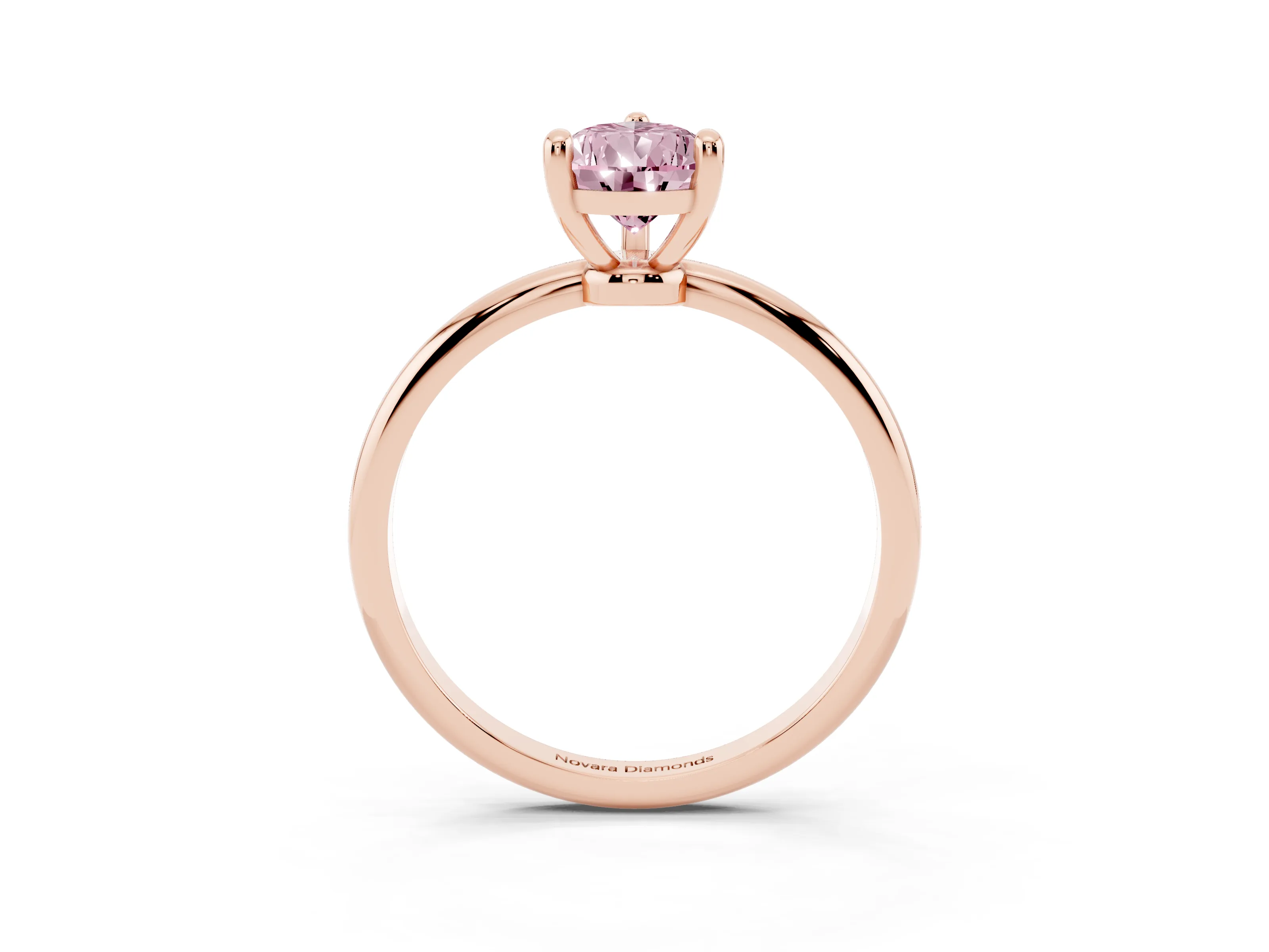 Fancy Pink Pear Cut Diamond Solitaire Ring Set in Rose gold with Secure Prong Setting on a Classic Band