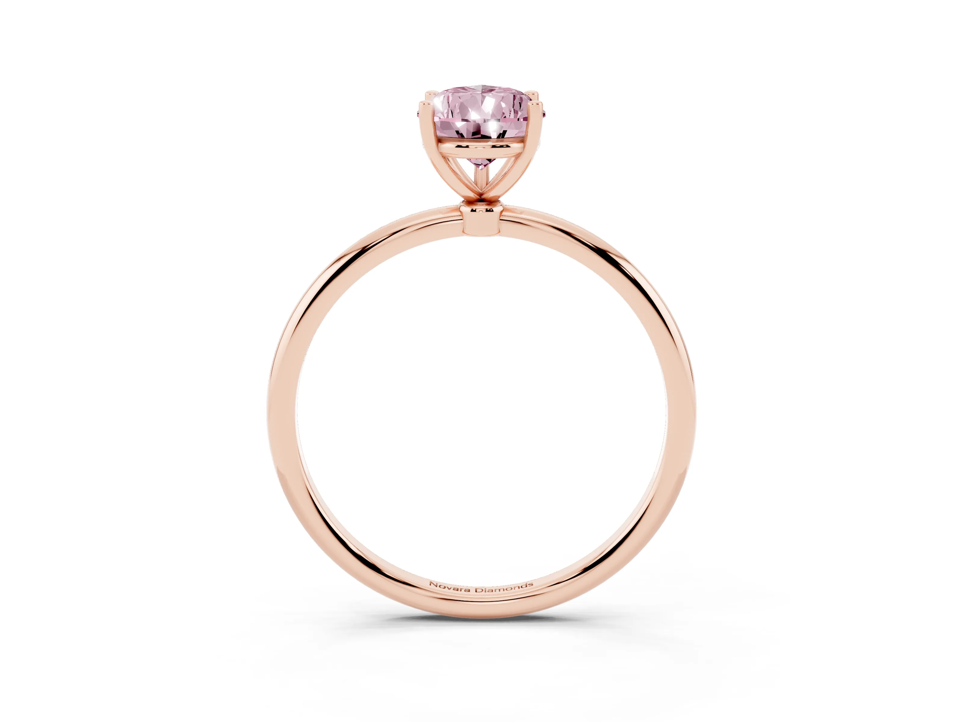 Fancy Pink Pear Cut Diamond Solitaire Engagement Ring Set in Rose gold with Thin Band and Prong Setting