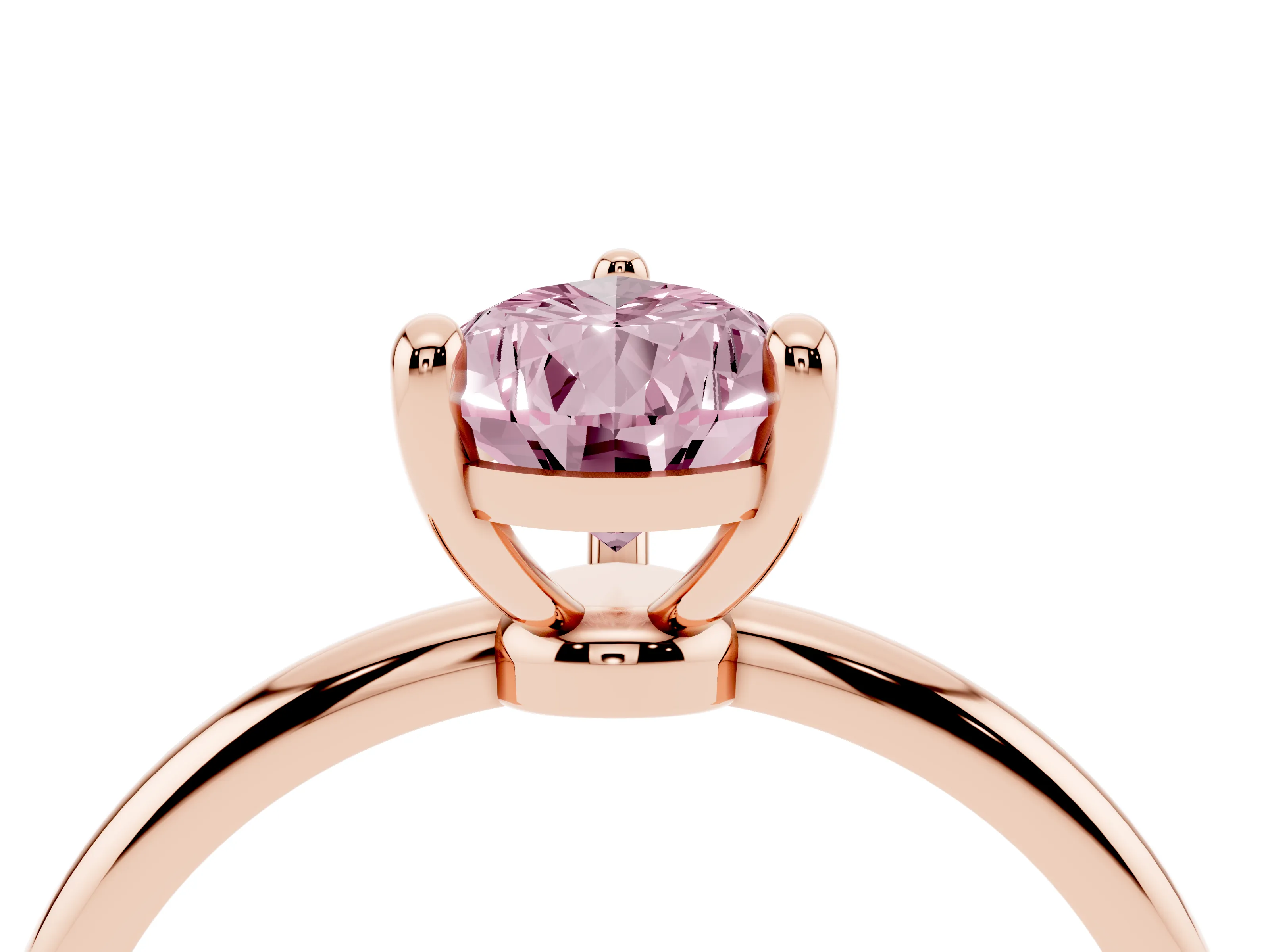 Fancy Pink Pear Cut Diamond Solitaire Ring Set in Rose gold with Secure Prong Setting on a Classic Band