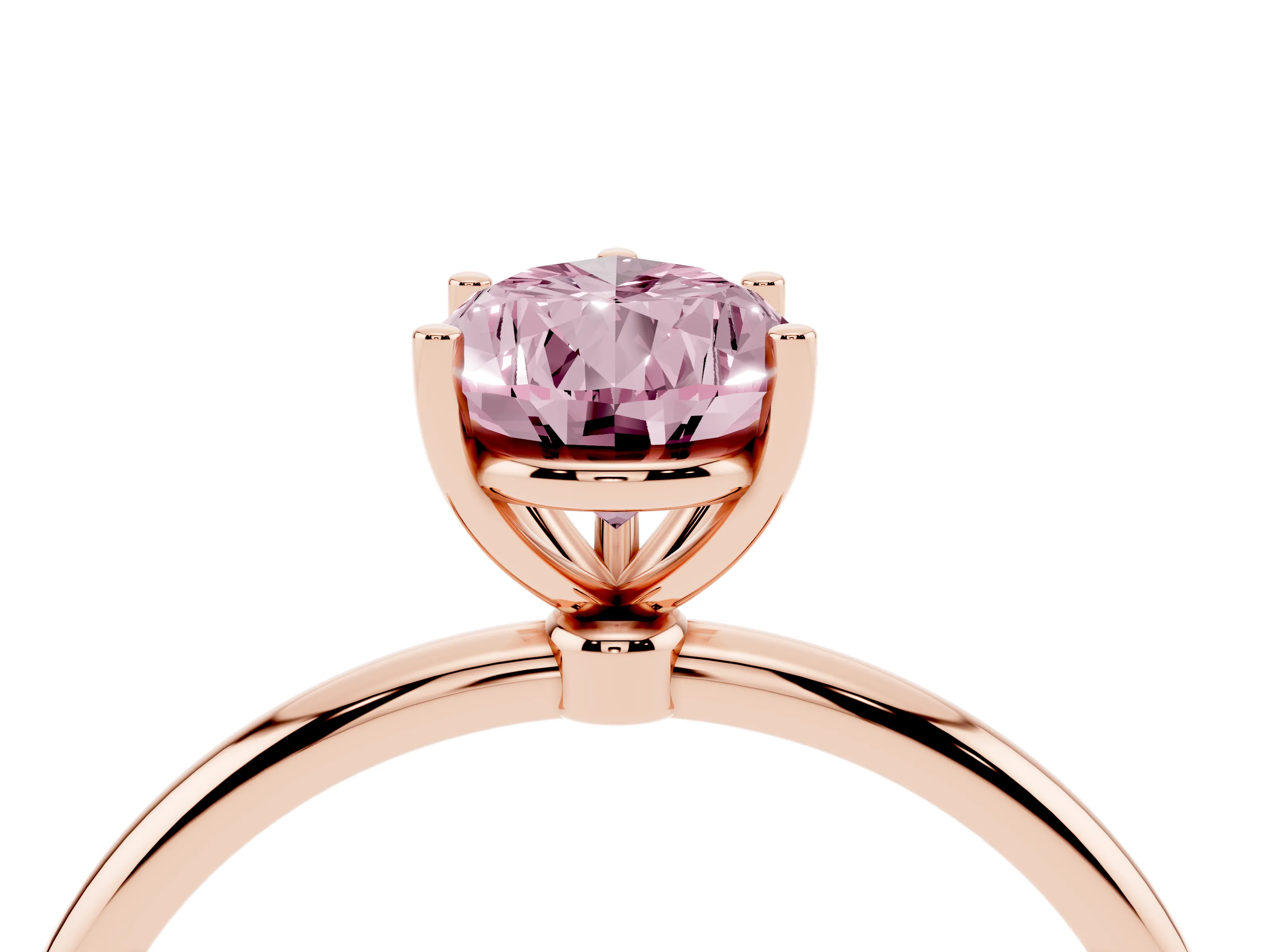 Fancy Pink Pear Cut Diamond Solitaire Engagement Ring Set in Rose gold with Thin Band and Prong Setting