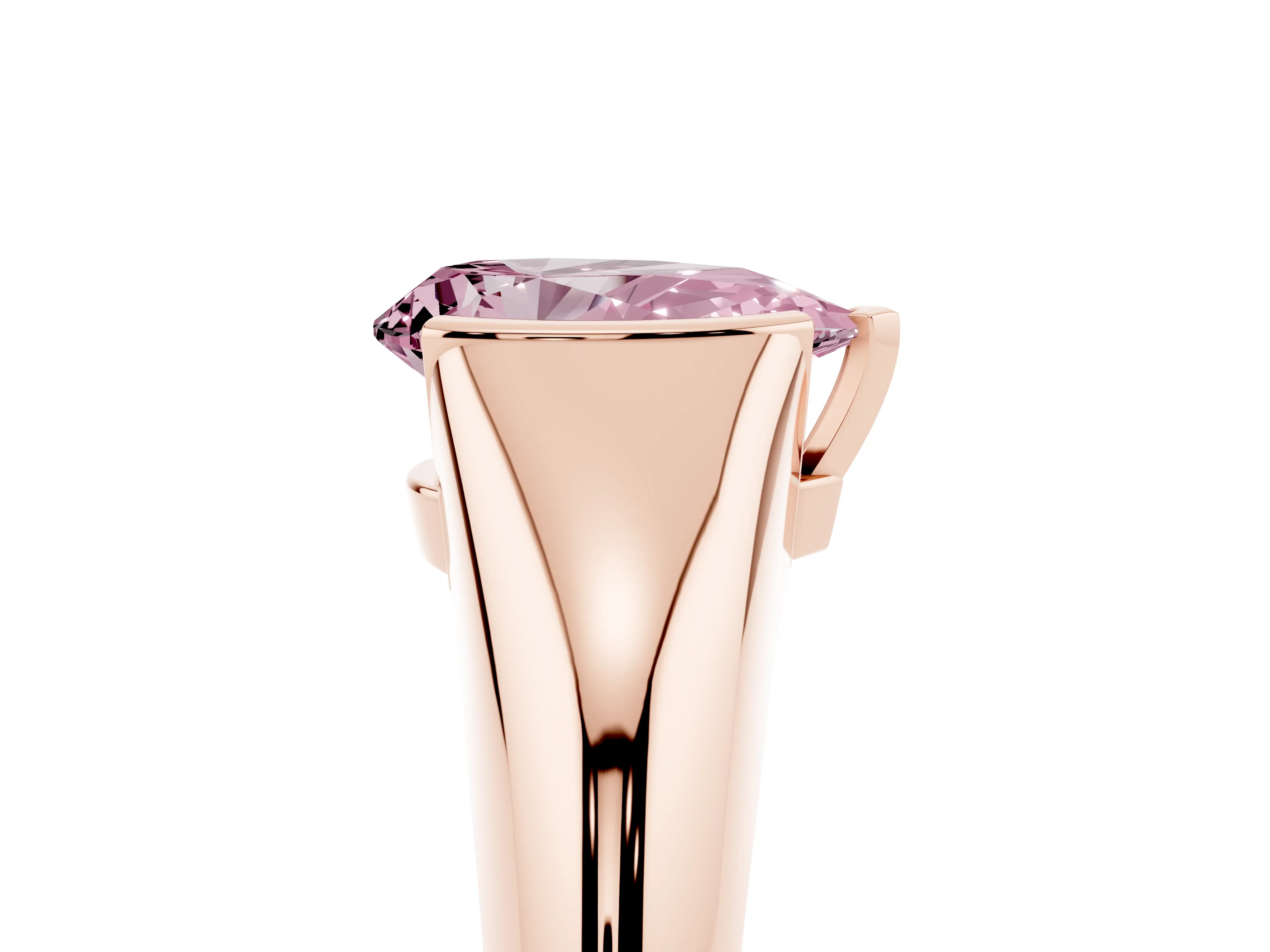 Fancy Pink Pear Cut Diamond Solitaire Tension Set Ring Set in Rose gold