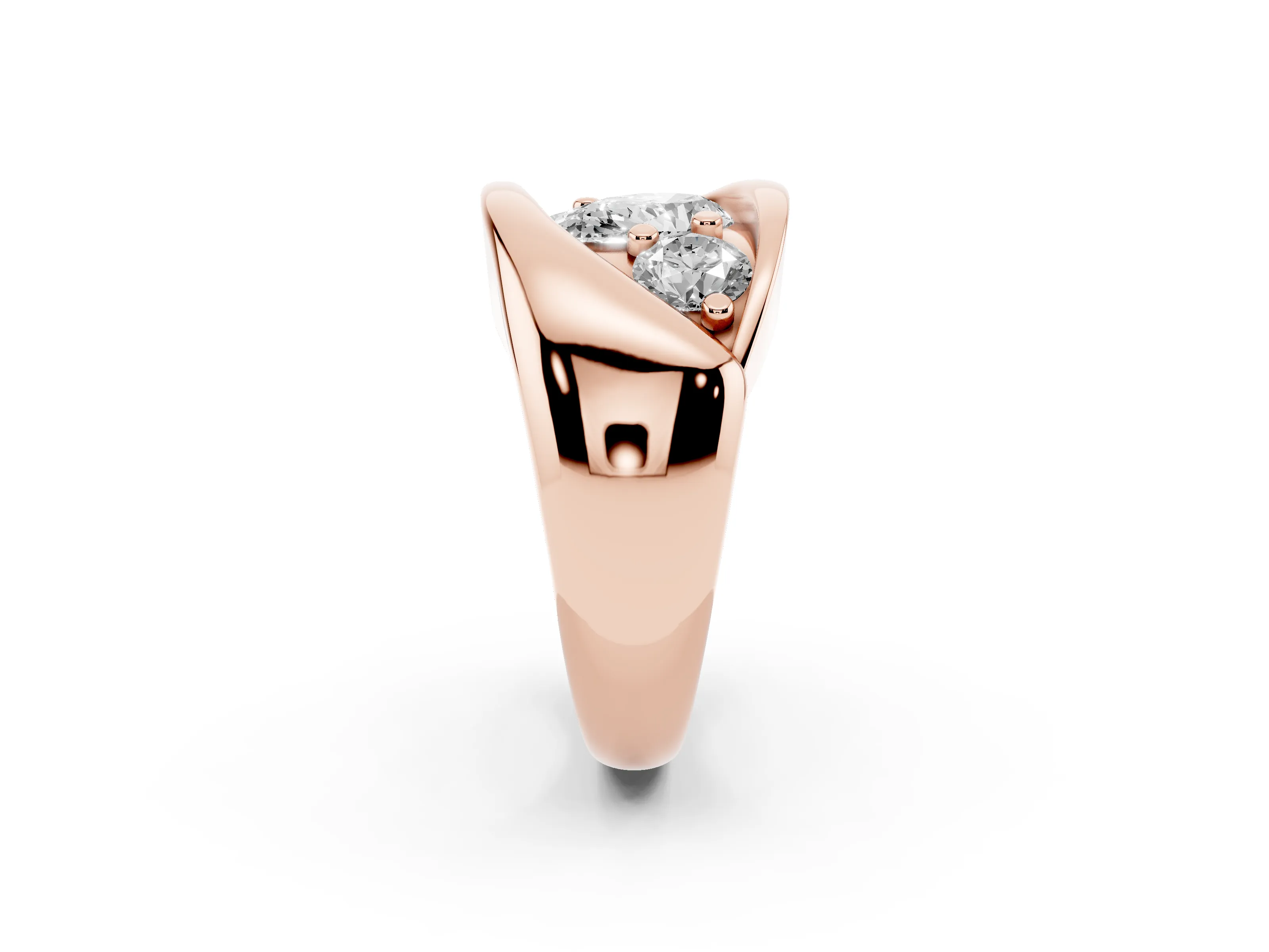 Pear Cut Diamond Channel-Set Crossover Ring Set in Rose gold