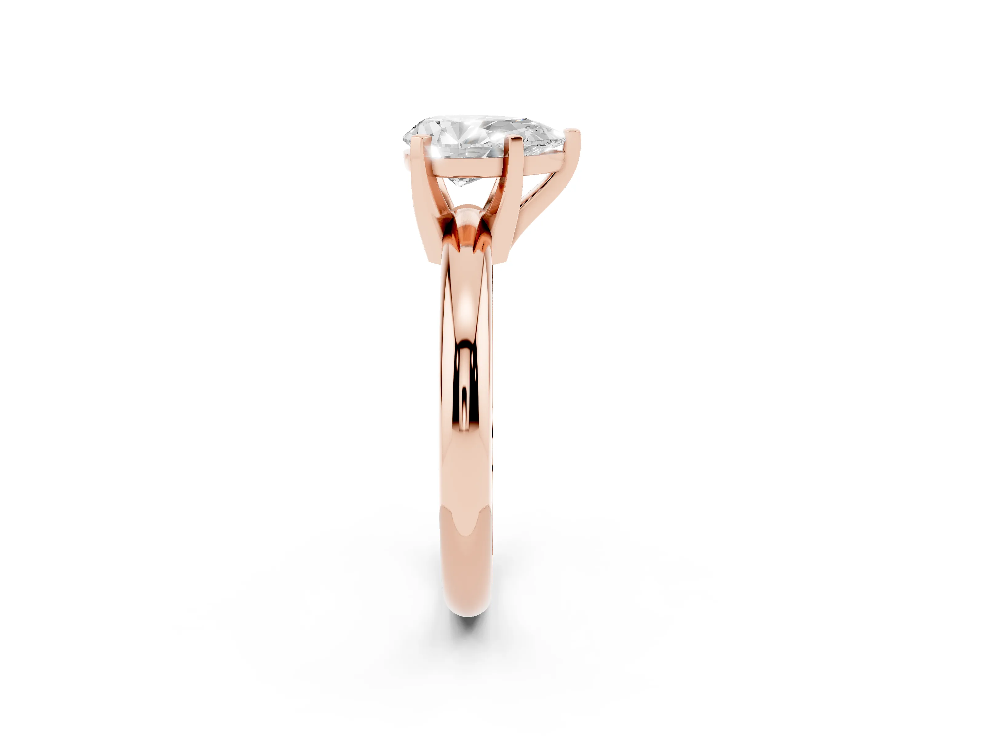 Pear Cut Diamond Solitaire Engagement Ring Set in Rose gold with Round Band and Prong Setting
