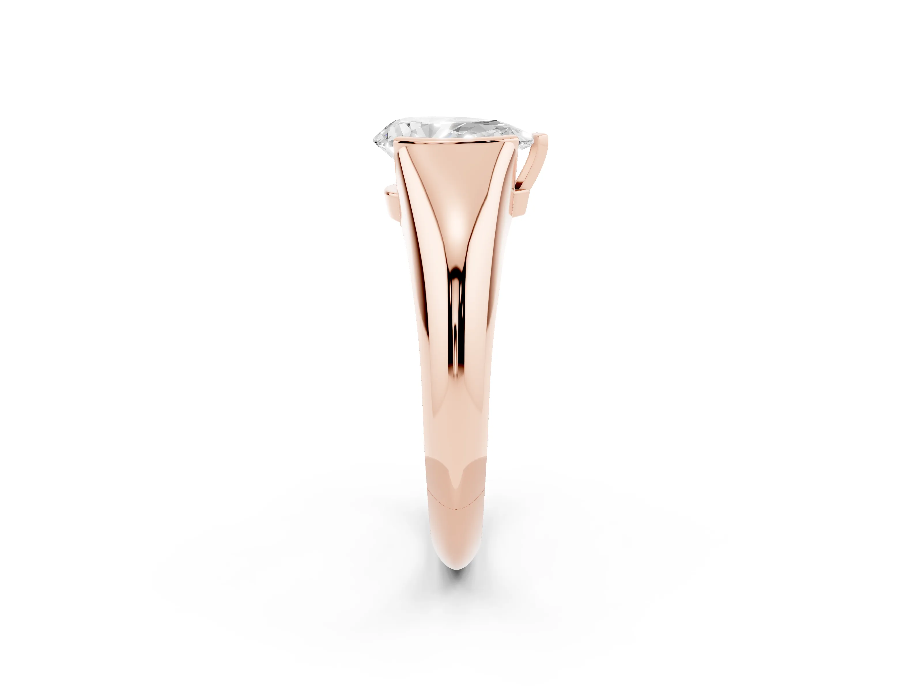 Pear Cut Diamond Solitaire Tension Set Ring Set in Rose gold