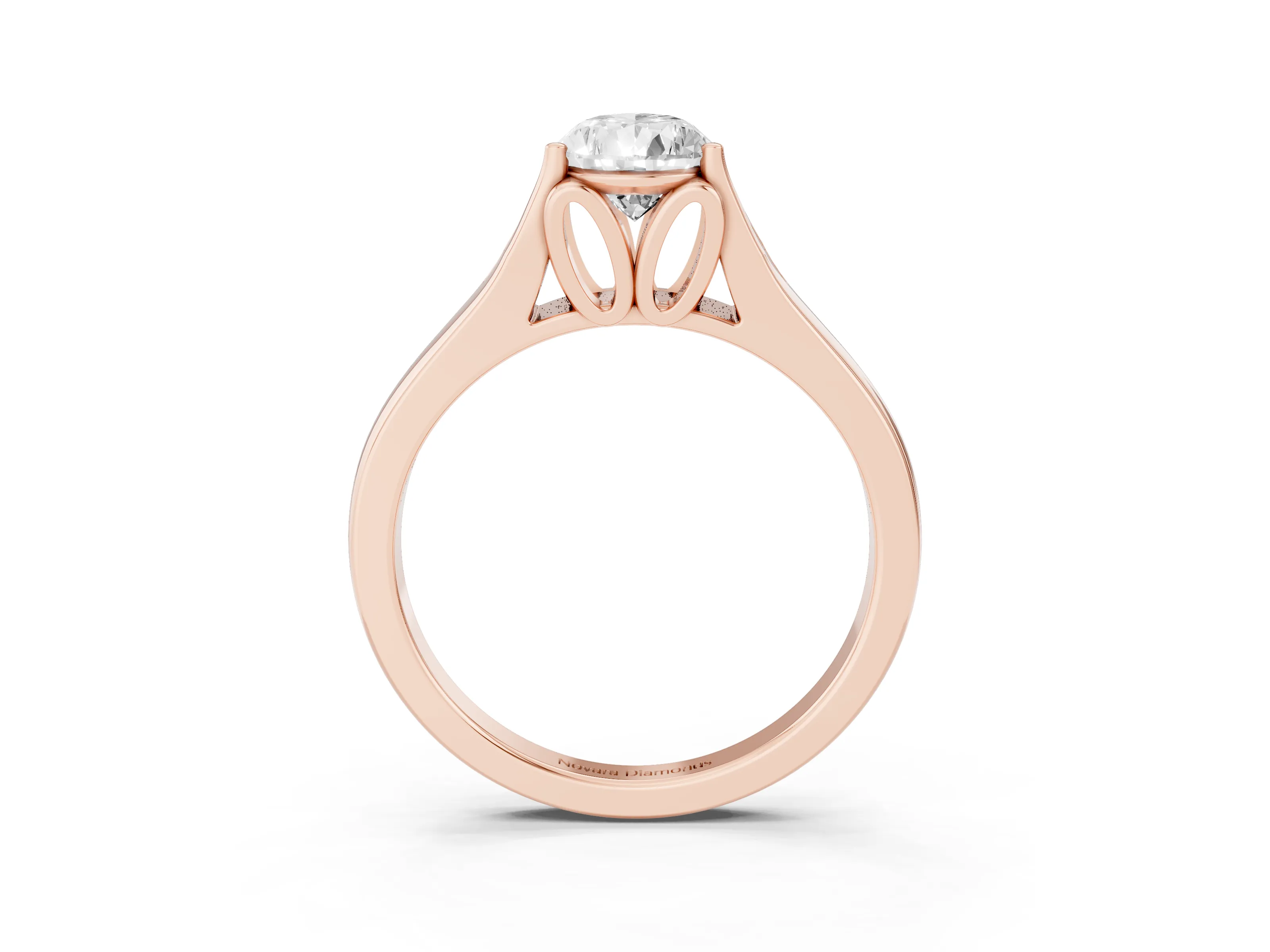 Pear Cut Diamond Solitaire Ring Set in Rose gold with Arched Cathedral Band and Prong Setting