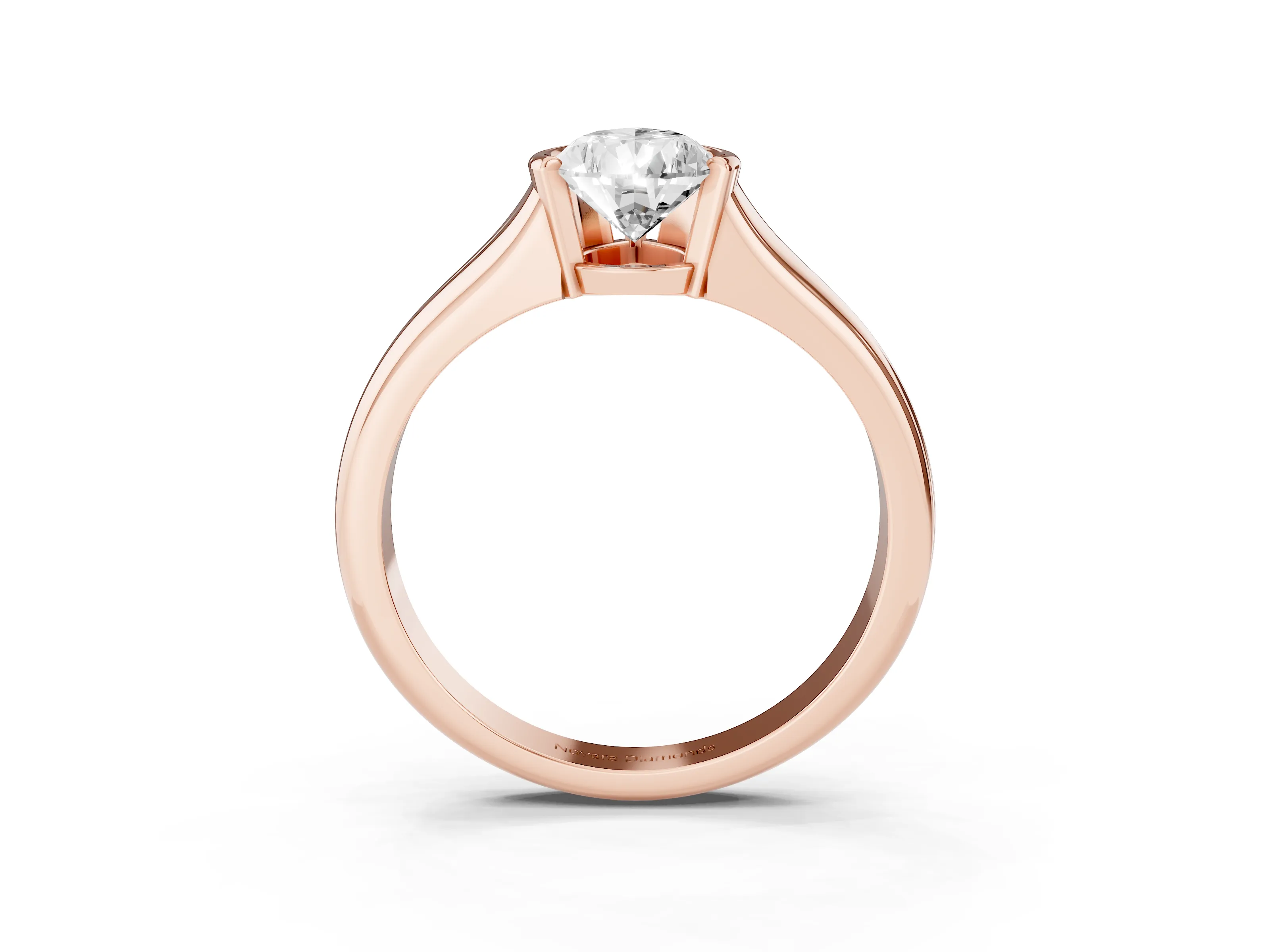 Pear Cut Diamond Solitaire Tension Set Ring Set in Rose gold with Split Shank Band
