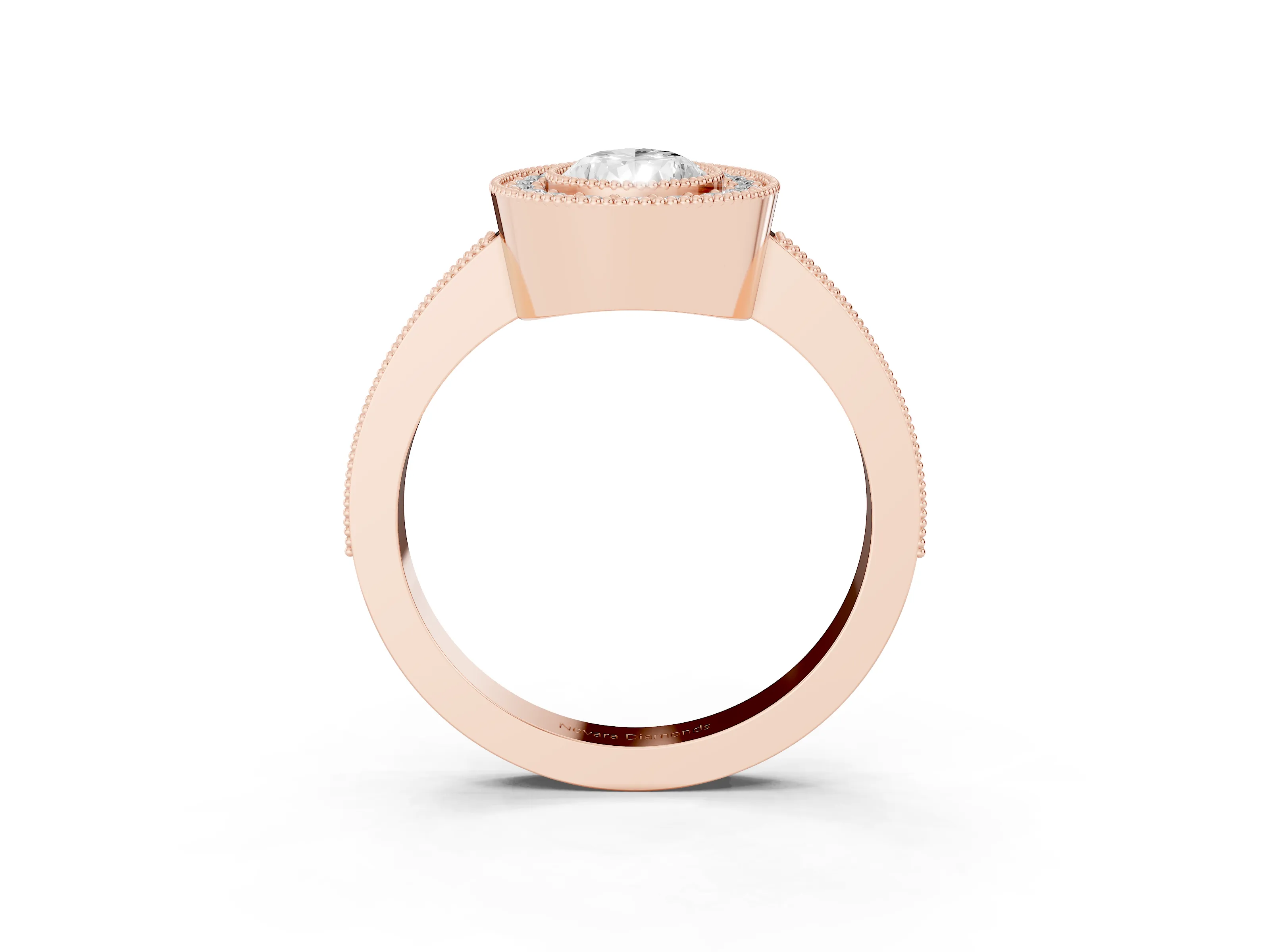 Pear Cut Diamond Halo Engagement Ring Set in Rose gold with Pavé Band and Round Halo Stones