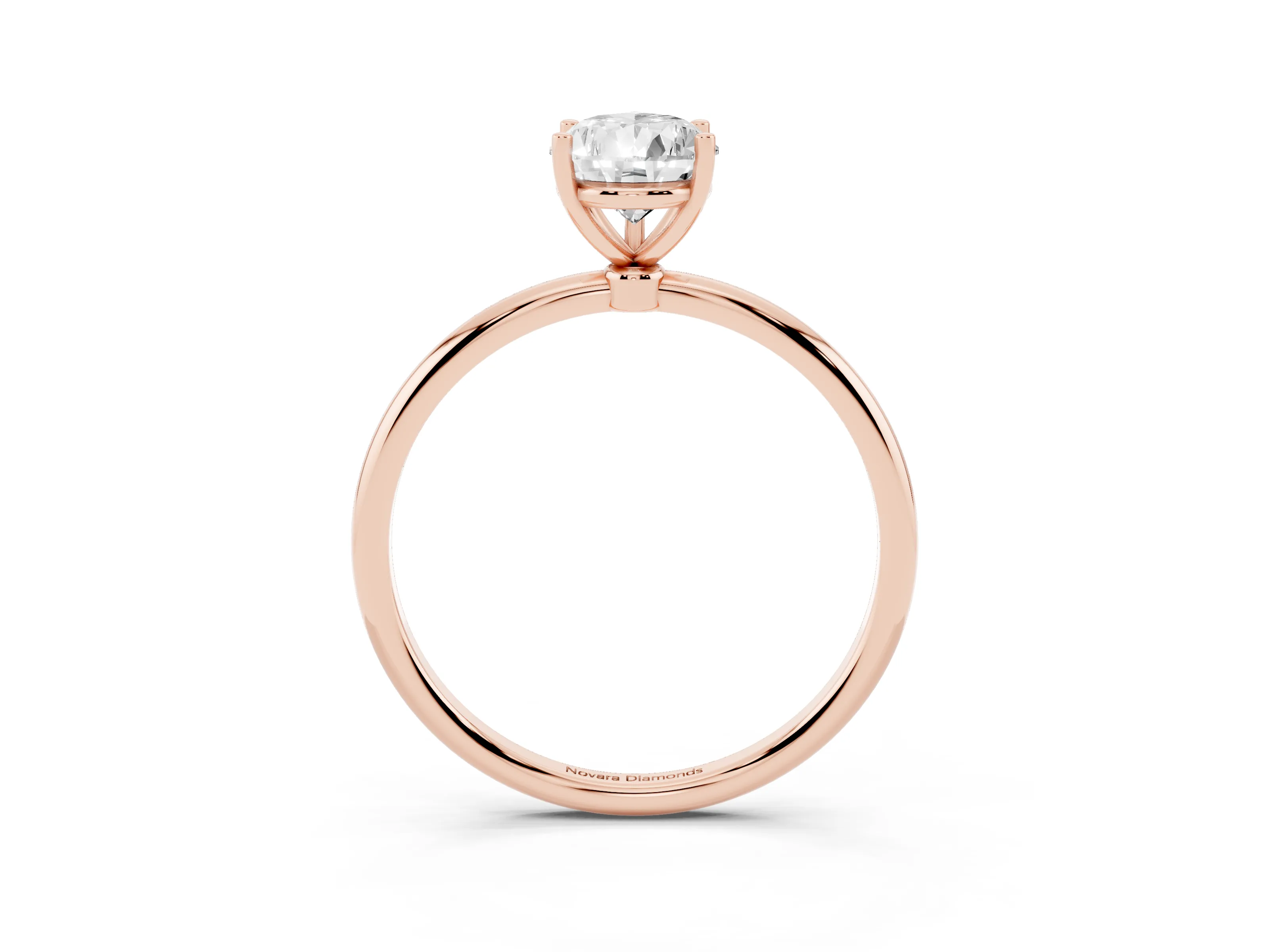 Pear Cut Diamond Solitaire Engagement Ring Set in Rose gold with Thin Band and Prong Setting